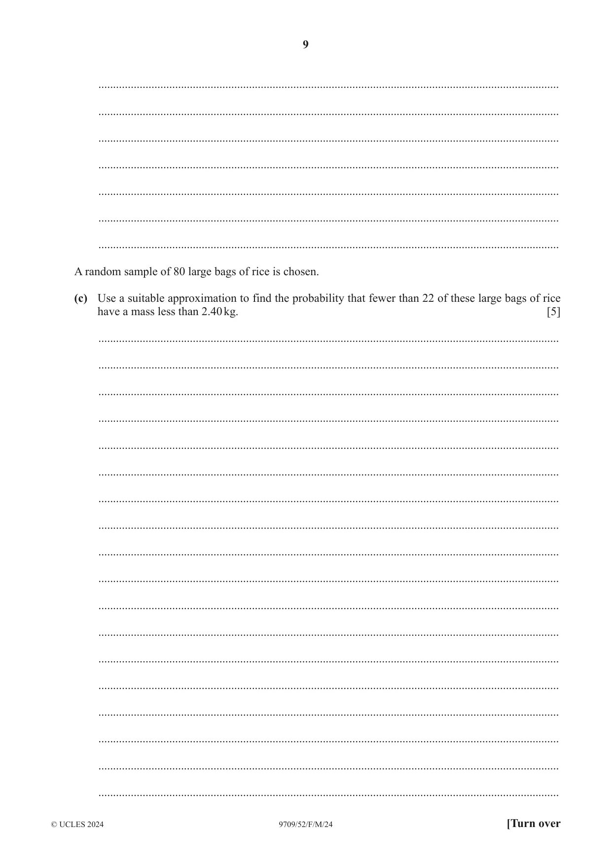 Cambridge A Level Mathematics 9709 2024 Feb/March Paper 5 · Variant 2 question paper, page 9 of 16