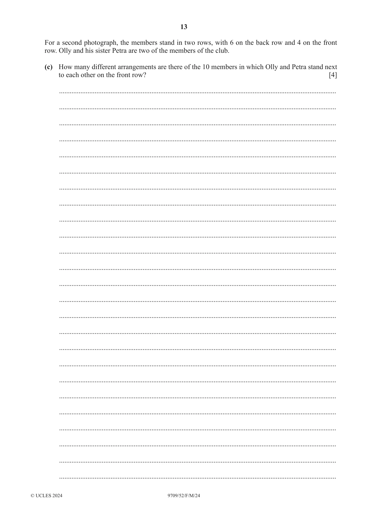 Cambridge A Level Mathematics 9709 2024 Feb/March Paper 5 · Variant 2 question paper, page 13 of 16