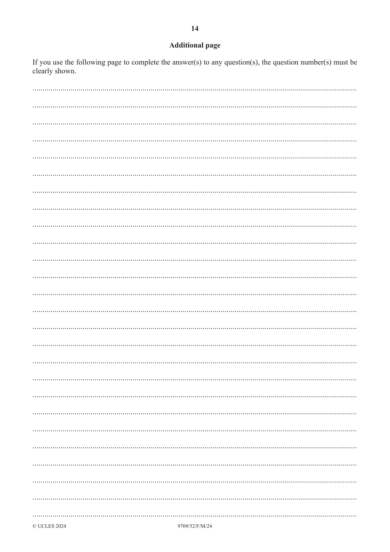 Cambridge A Level Mathematics 9709 2024 Feb/March Paper 5 · Variant 2 question paper, page 14 of 16