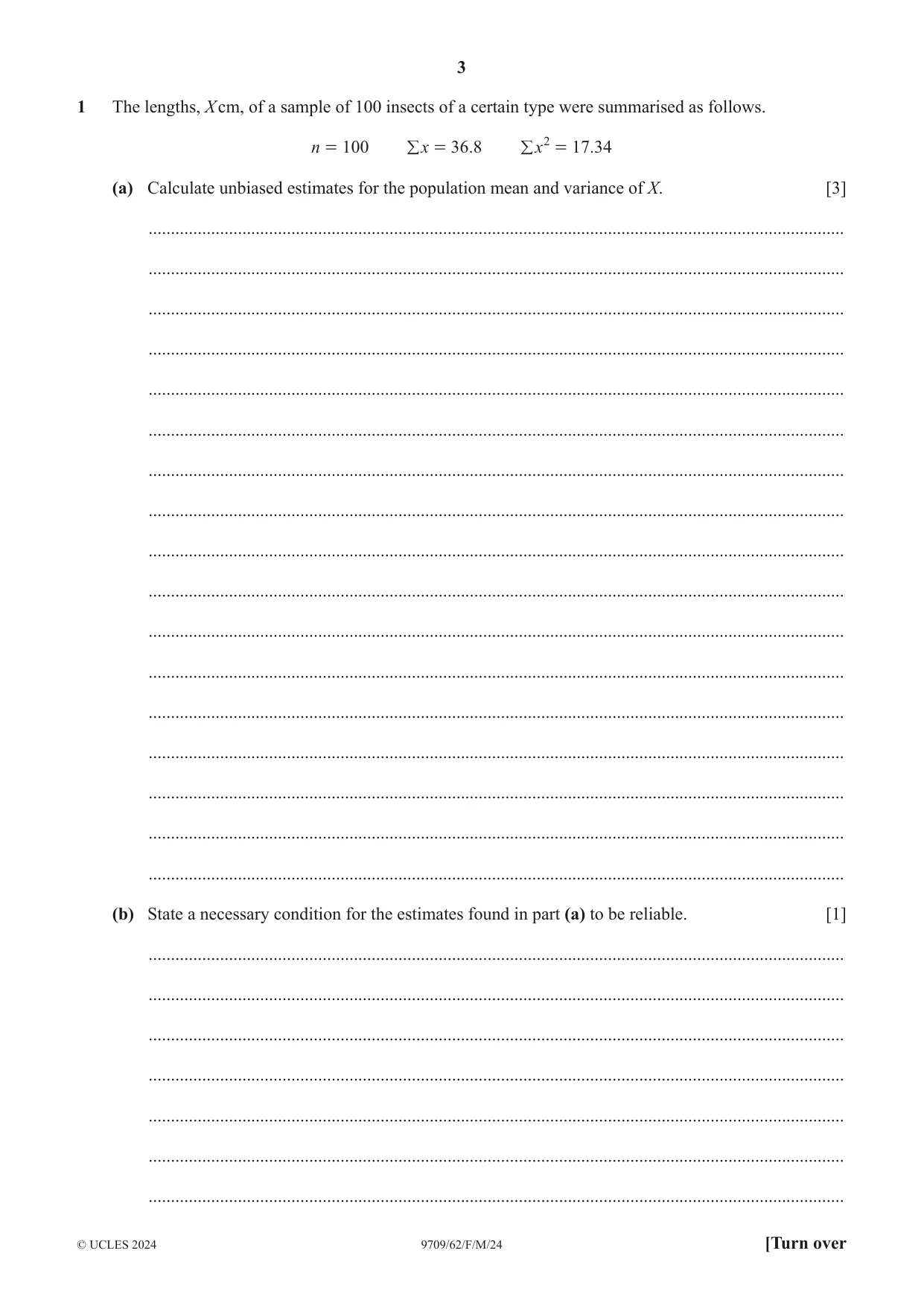 Cambridge A Level Mathematics 9709 2024 Feb/March Paper 6 · Variant 2 question paper, page 3 of 16