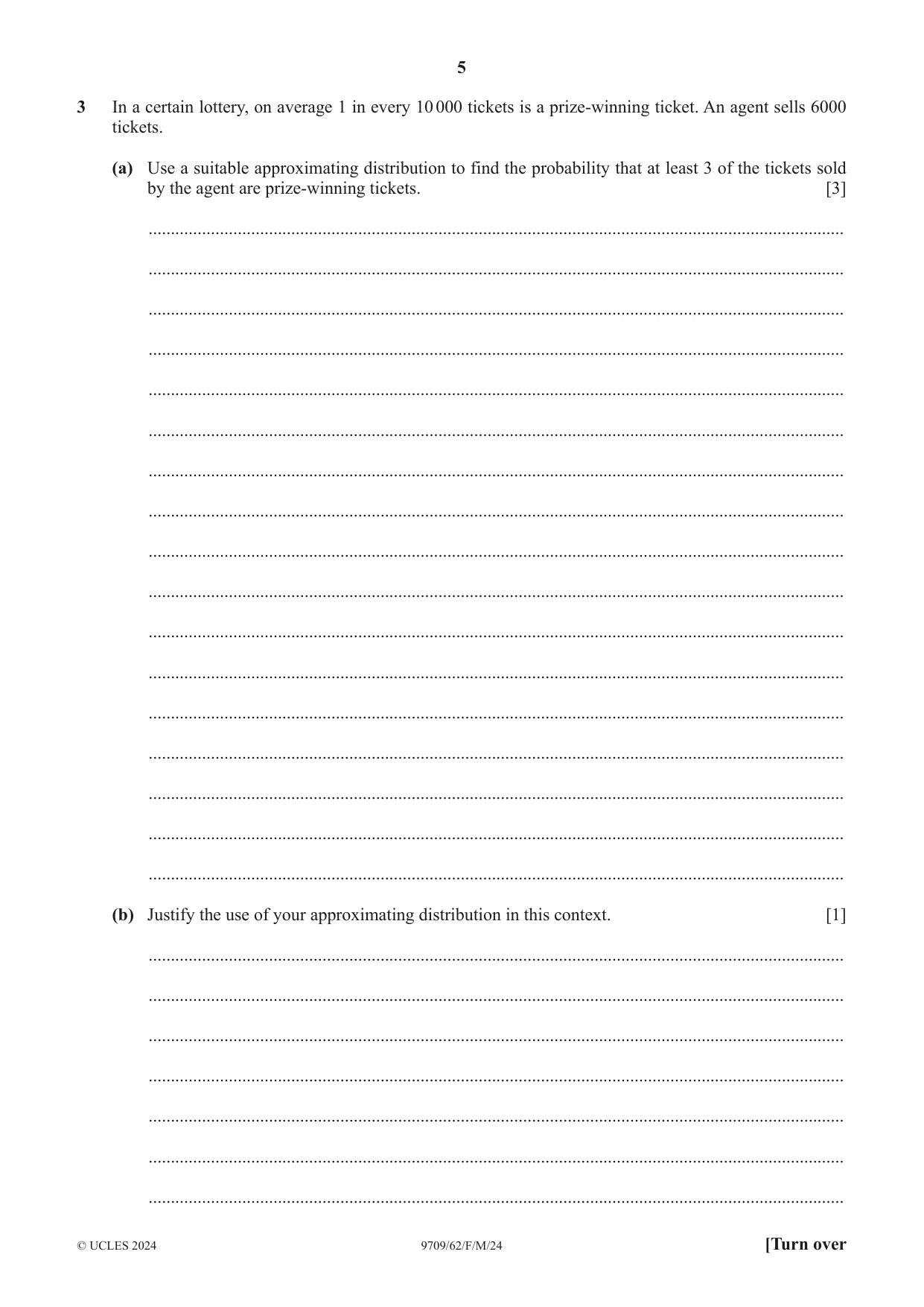 Cambridge A Level Mathematics 9709 2024 Feb/March Paper 6 · Variant 2 question paper, page 5 of 16