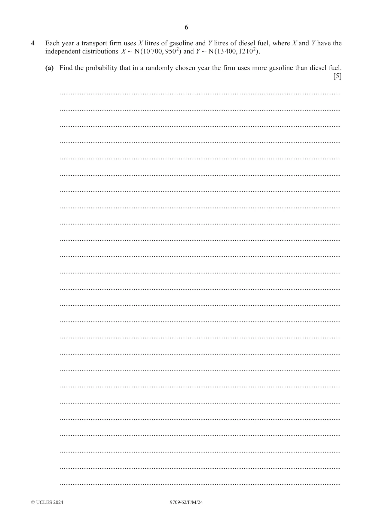 Cambridge A Level Mathematics 9709 2024 Feb/March Paper 6 · Variant 2 question paper, page 6 of 16