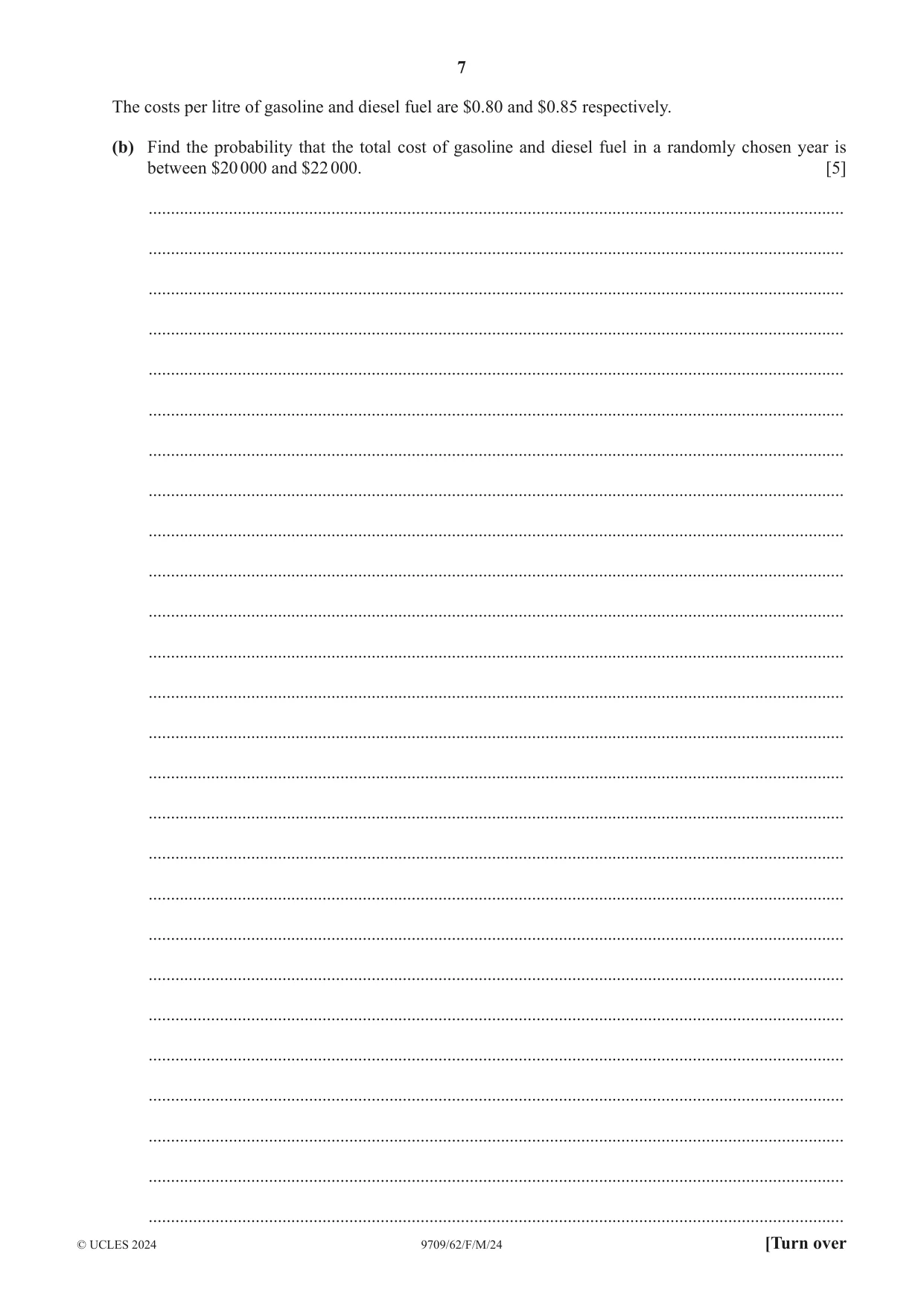 Cambridge A Level Mathematics 9709 2024 Feb/March Paper 6 · Variant 2 question paper, page 7 of 16