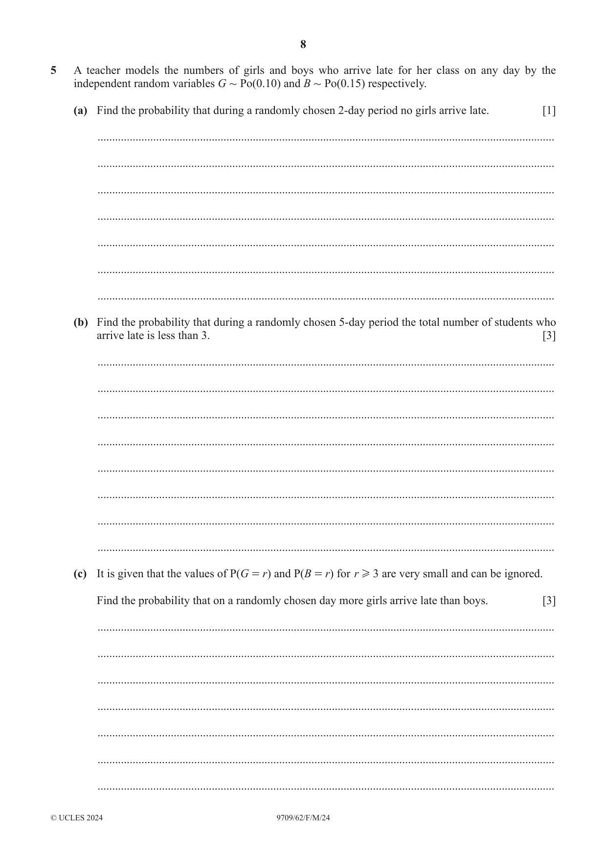 Cambridge A Level Mathematics 9709 2024 Feb/March Paper 6 · Variant 2 question paper, page 8 of 16