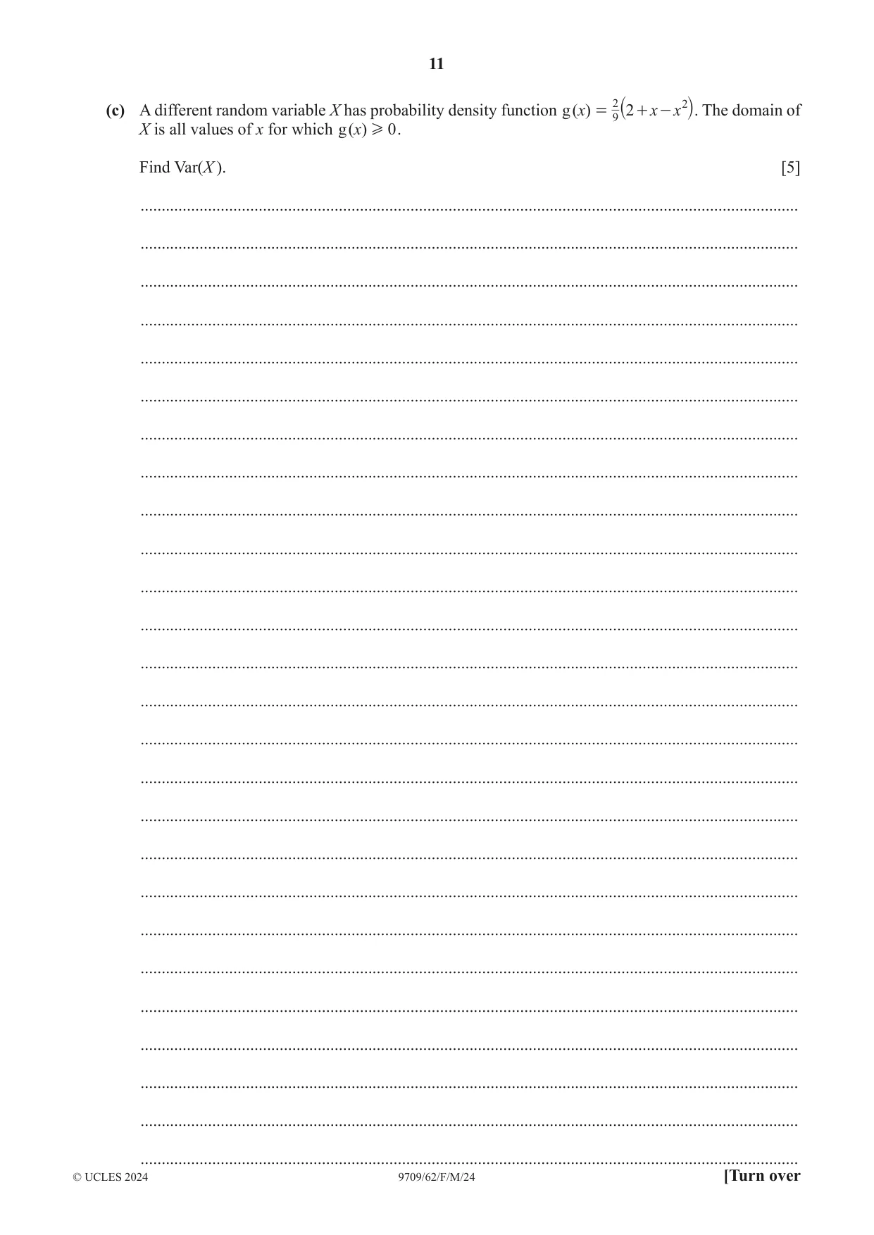 Cambridge A Level Mathematics 9709 2024 Feb/March Paper 6 · Variant 2 question paper, page 11 of 16