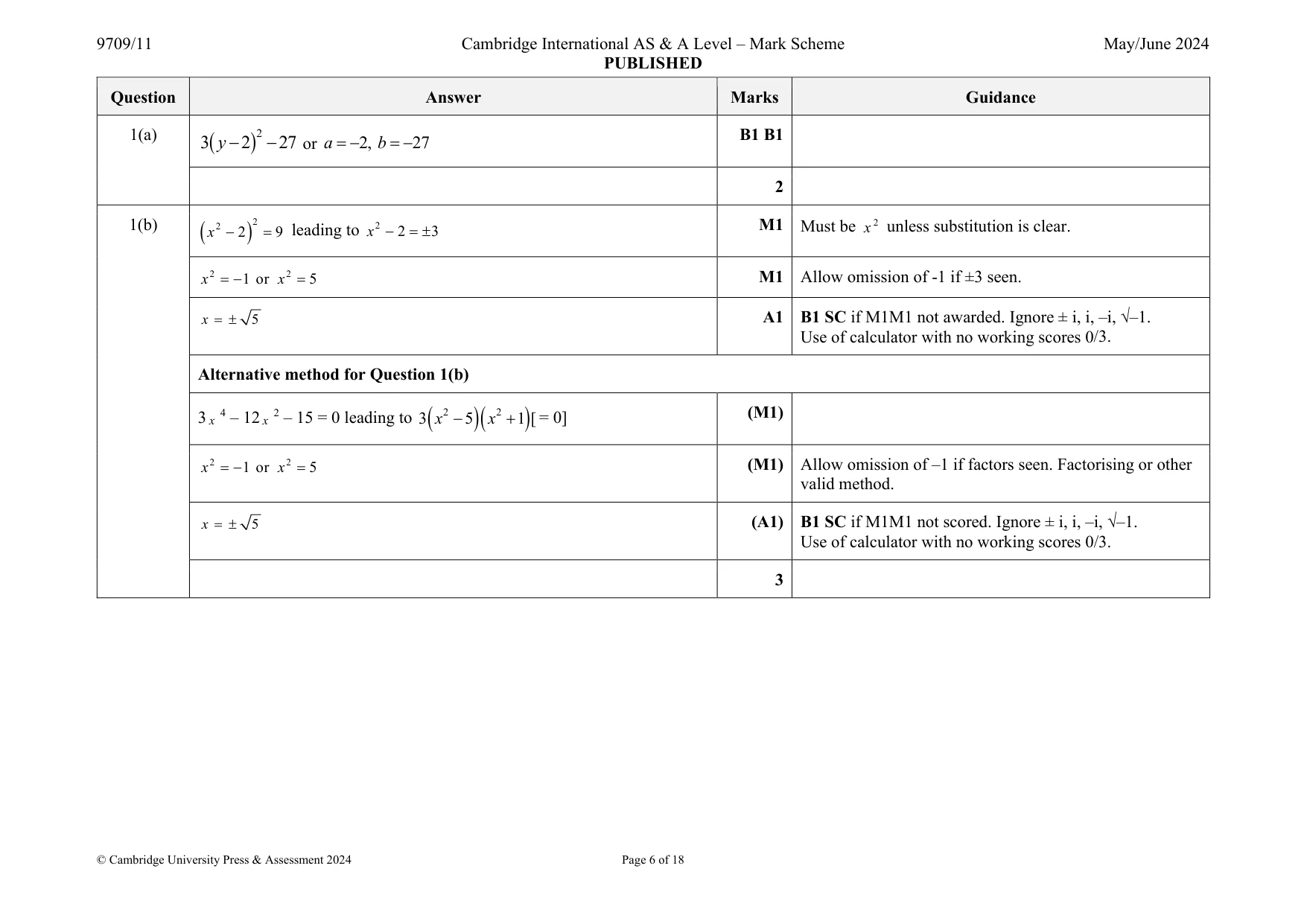 Mark scheme, page 6 of 18