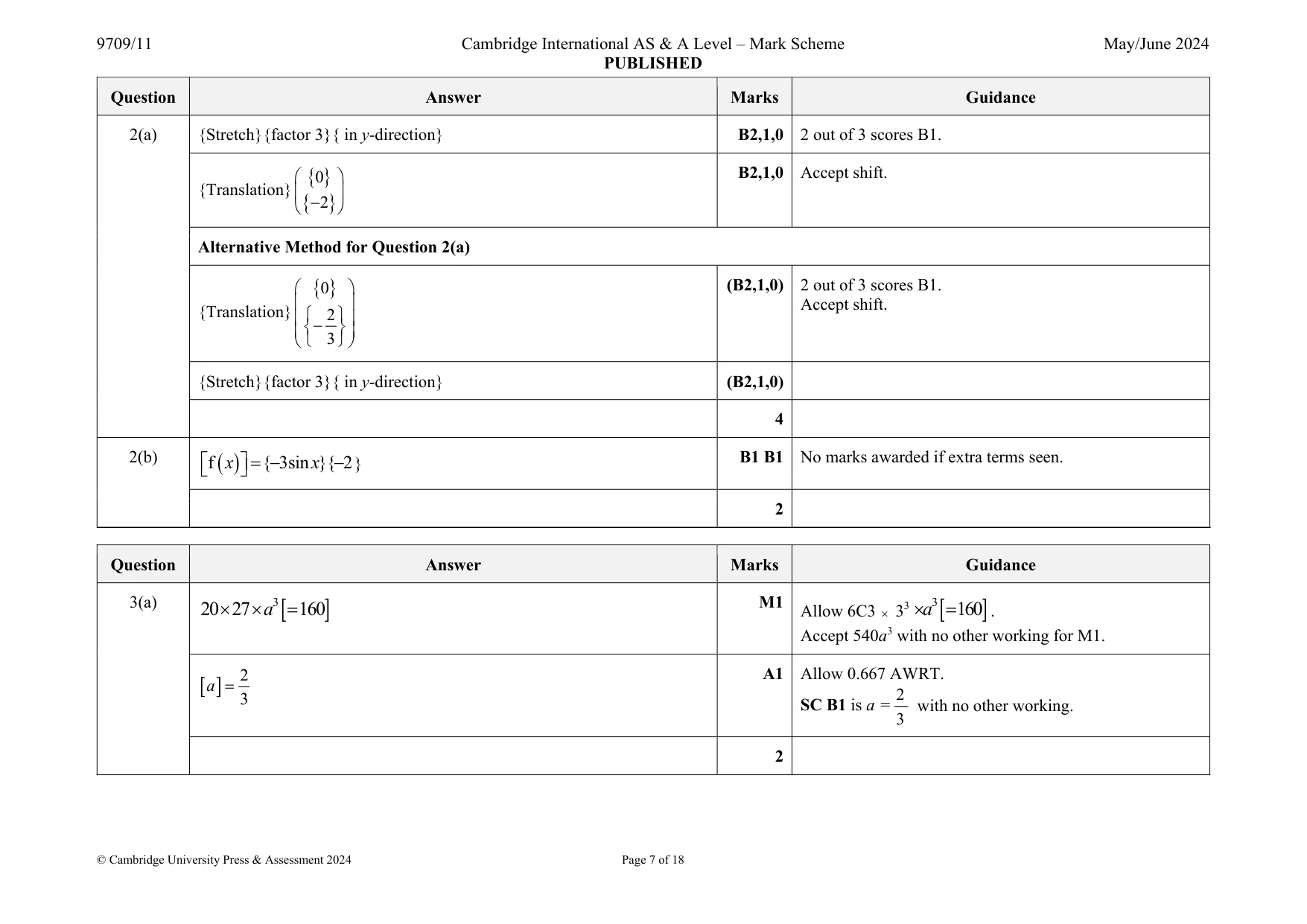Mark scheme, page 7 of 18