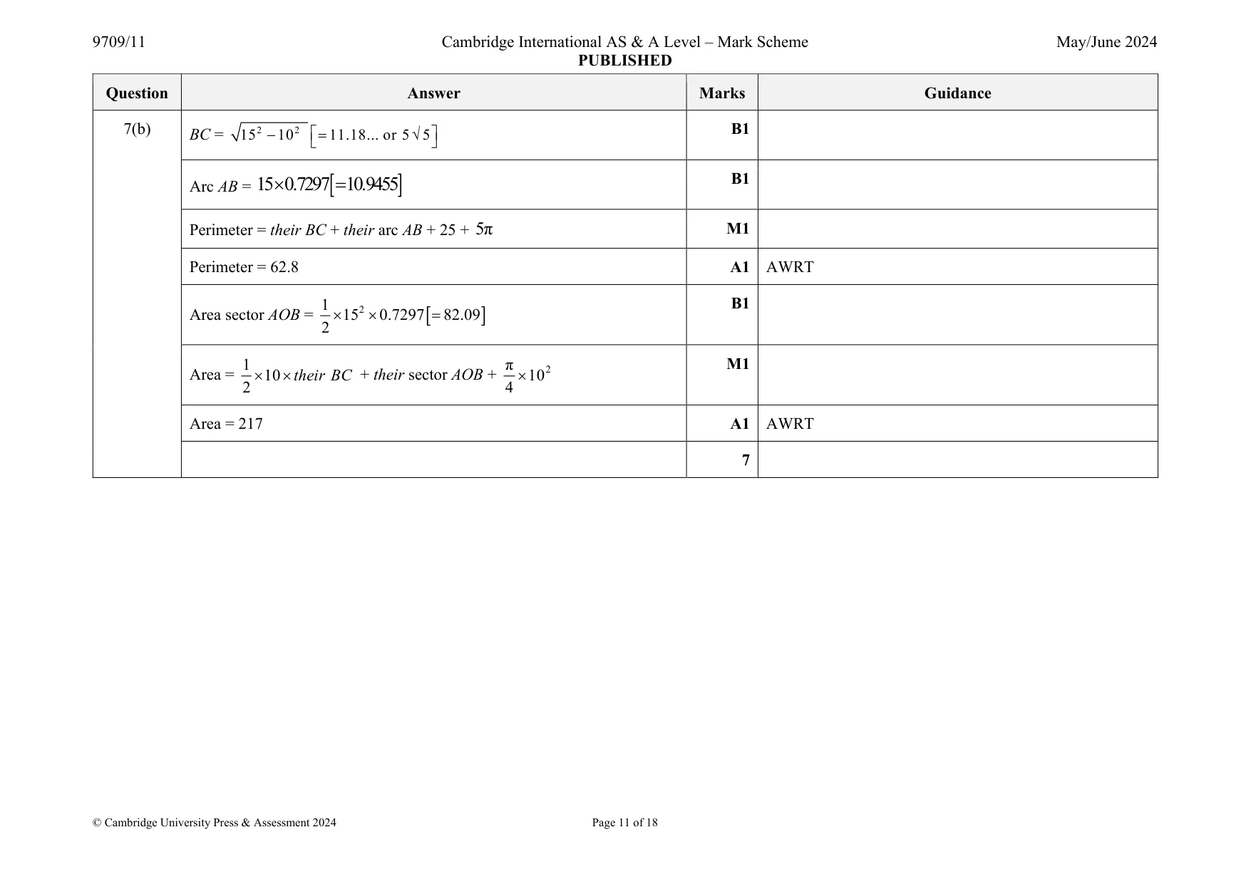 Mark scheme, page 11 of 18