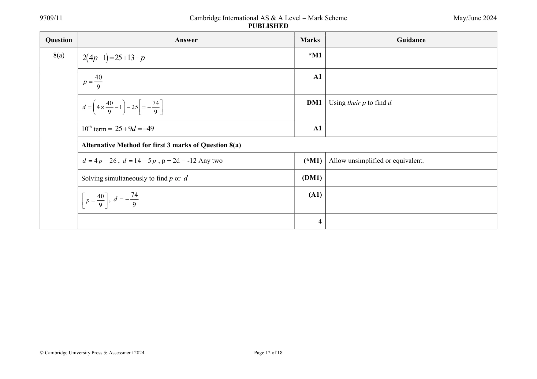 Mark scheme, page 12 of 18