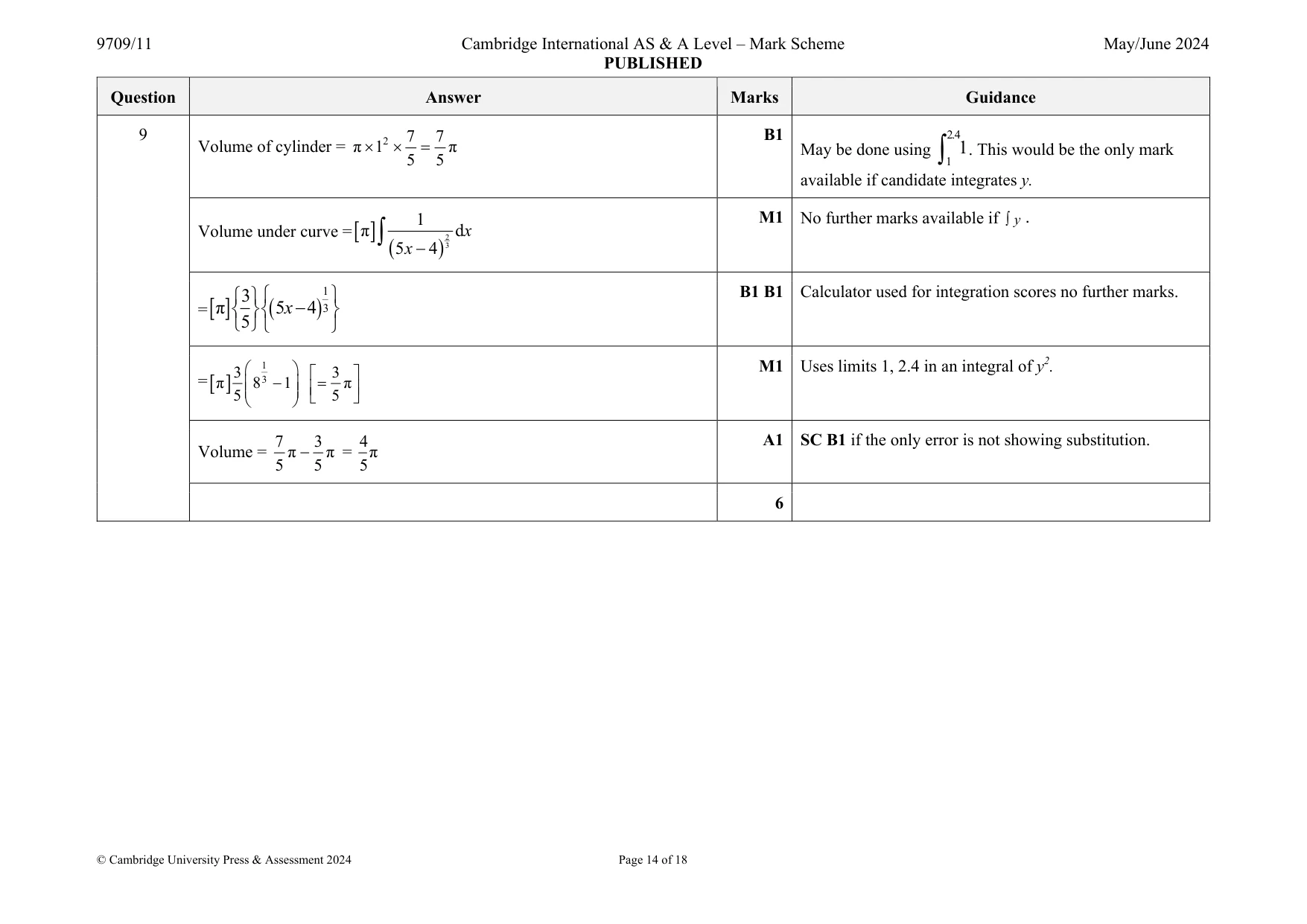 Mark scheme, page 14 of 18