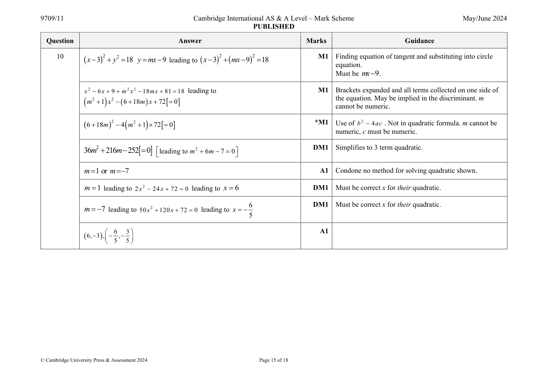 Mark scheme, page 15 of 18