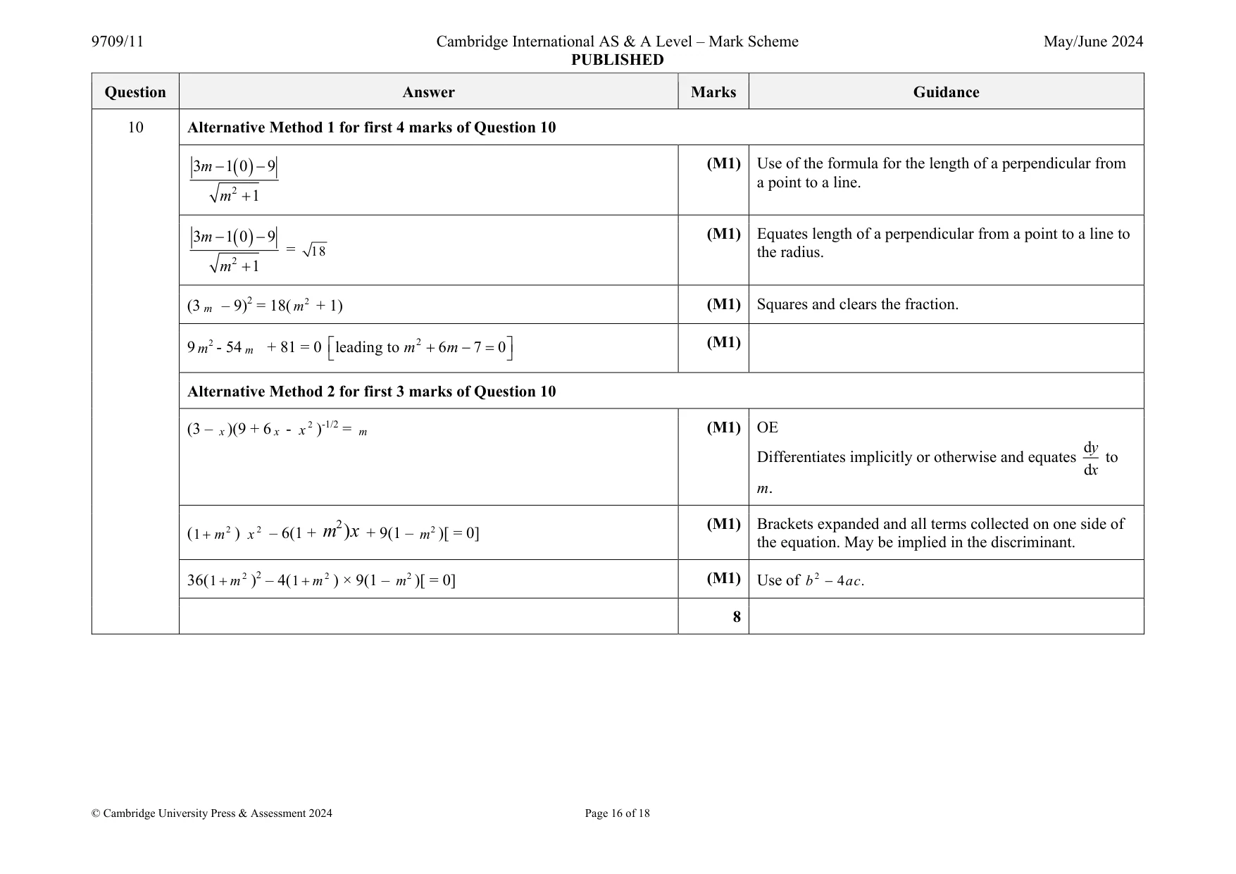 Mark scheme, page 16 of 18
