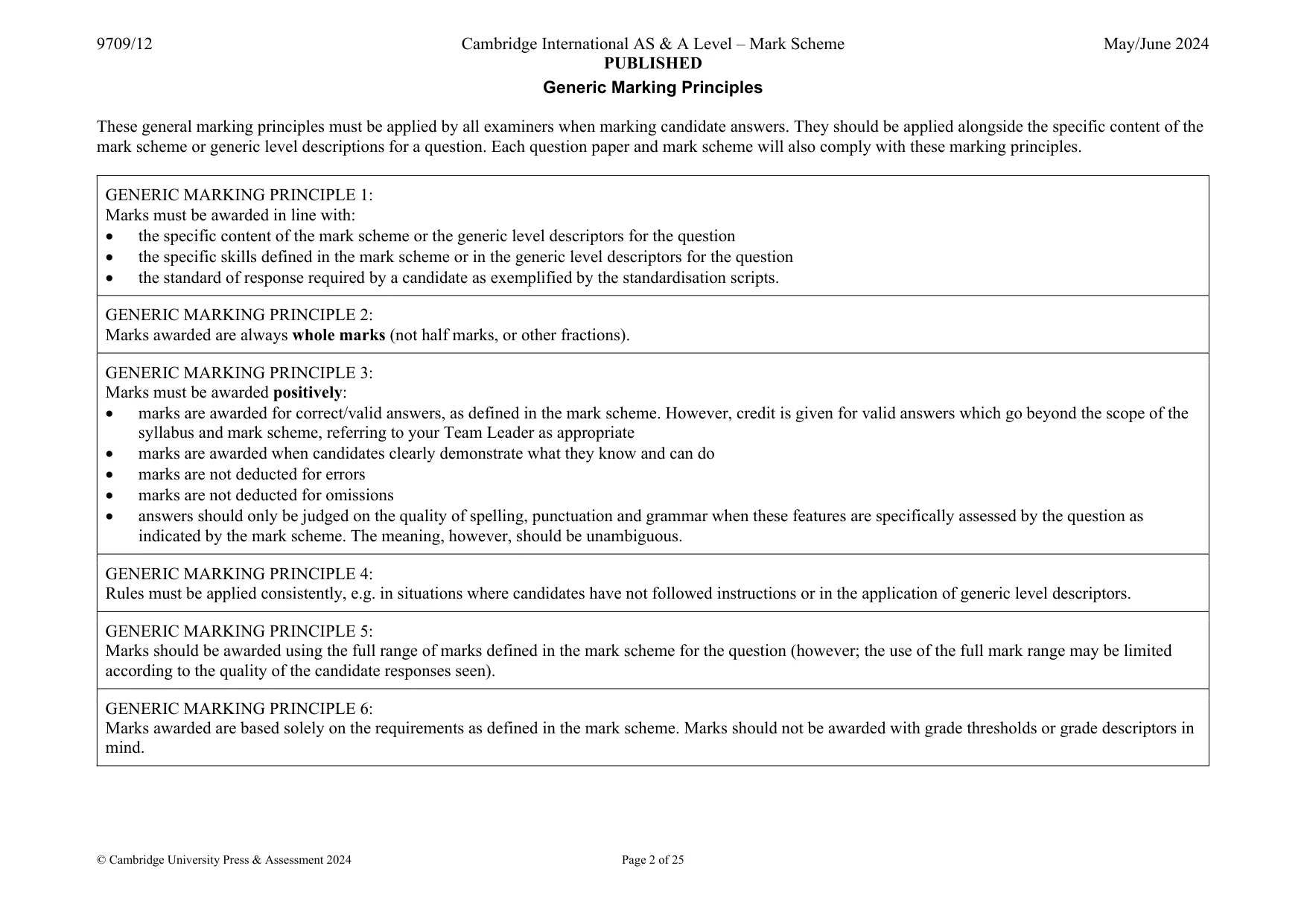 Mark scheme, page 2 of 25