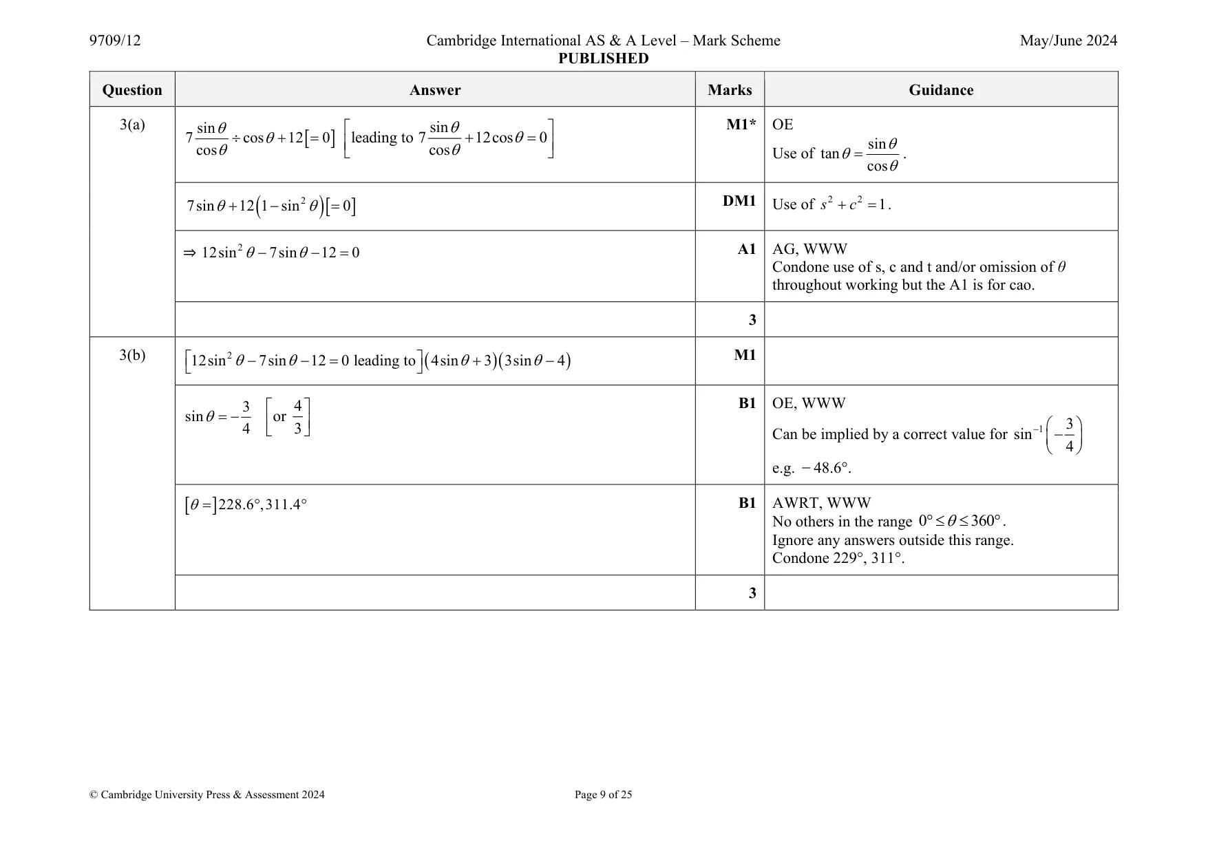 Mark scheme, page 9 of 25