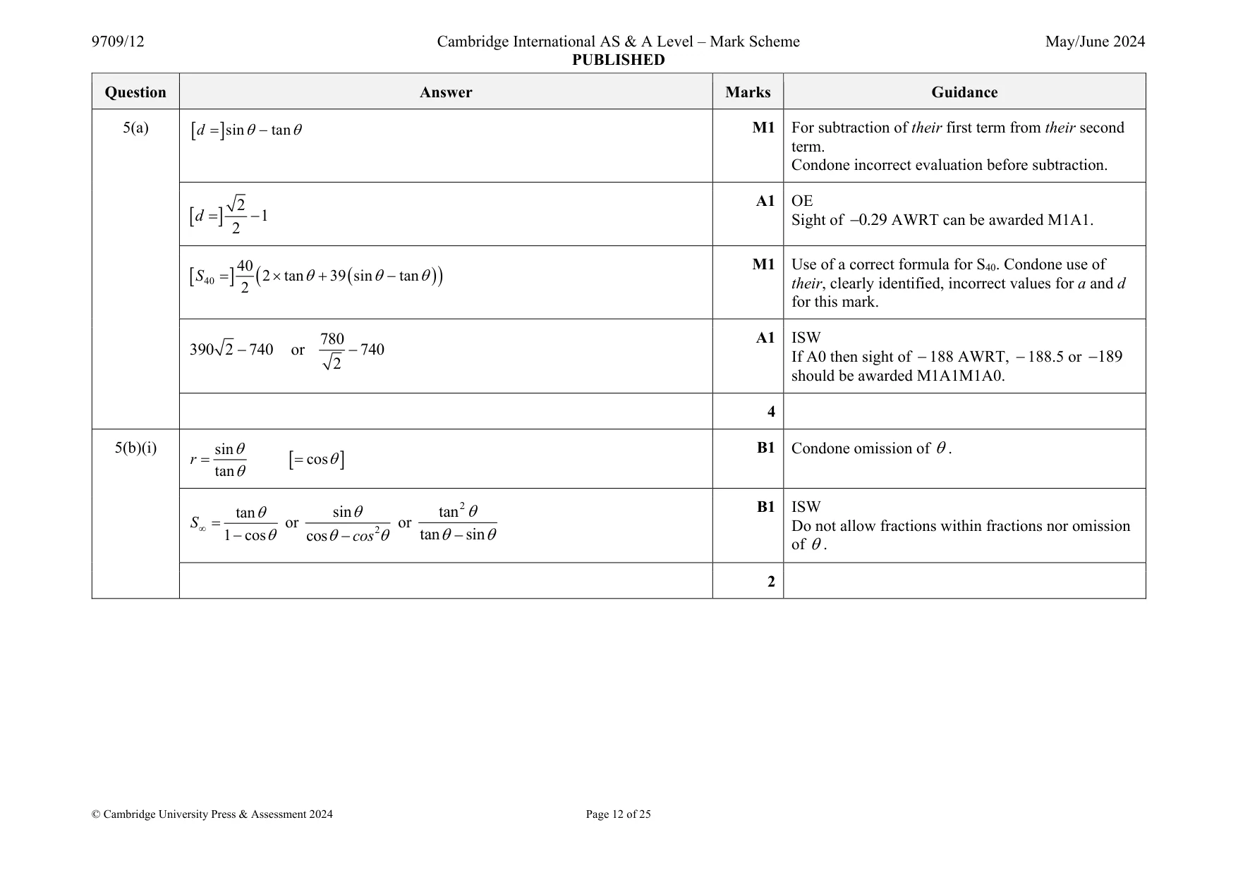 Mark scheme, page 12 of 25