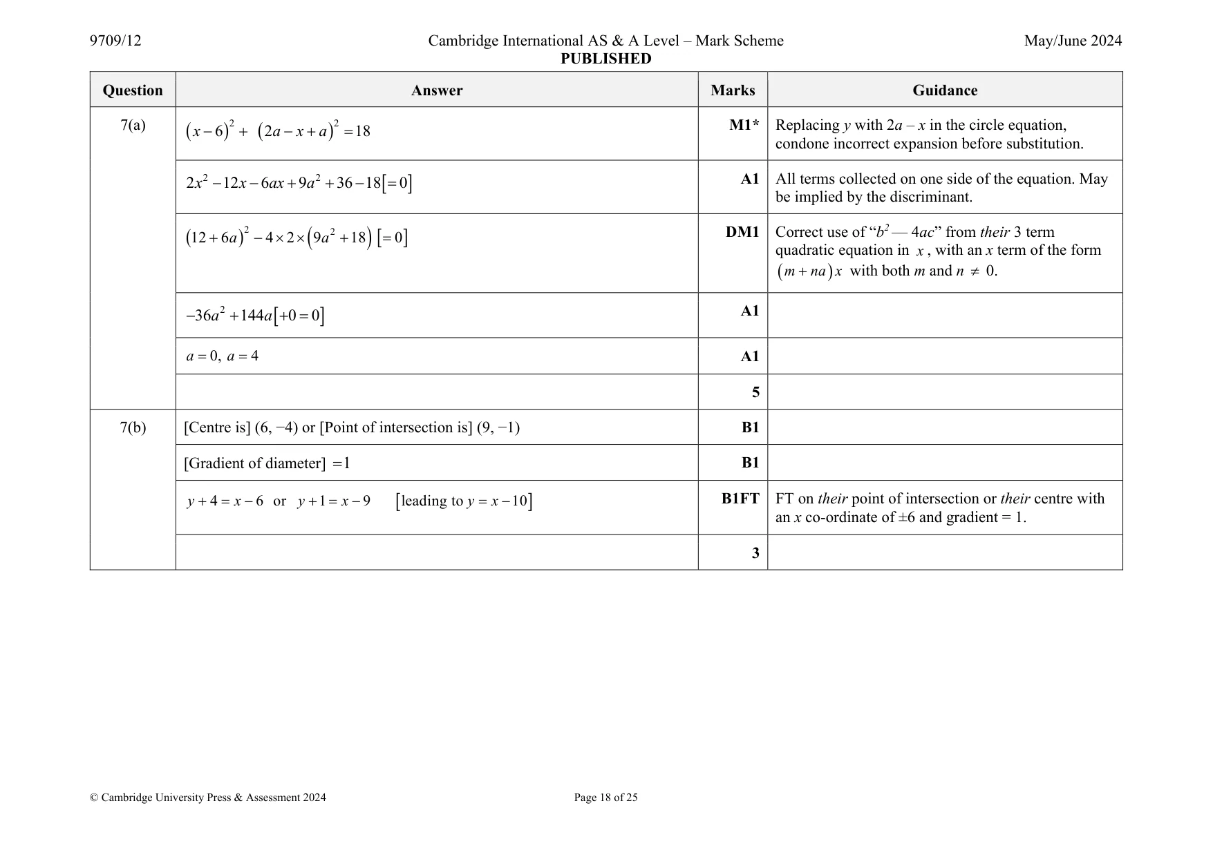 Mark scheme, page 18 of 25