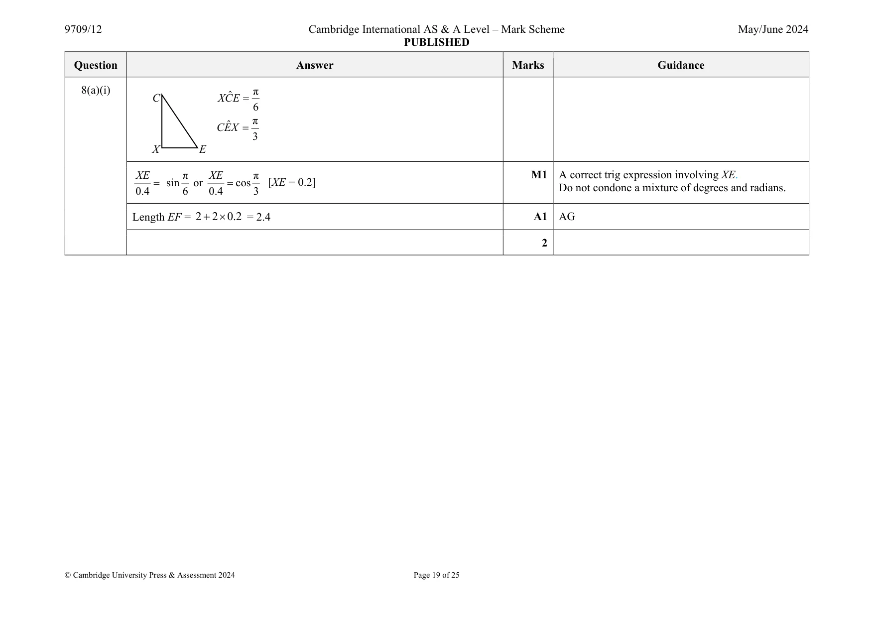 Mark scheme, page 19 of 25