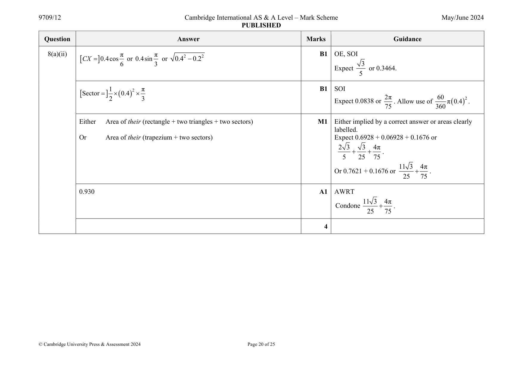 Mark scheme, page 20 of 25