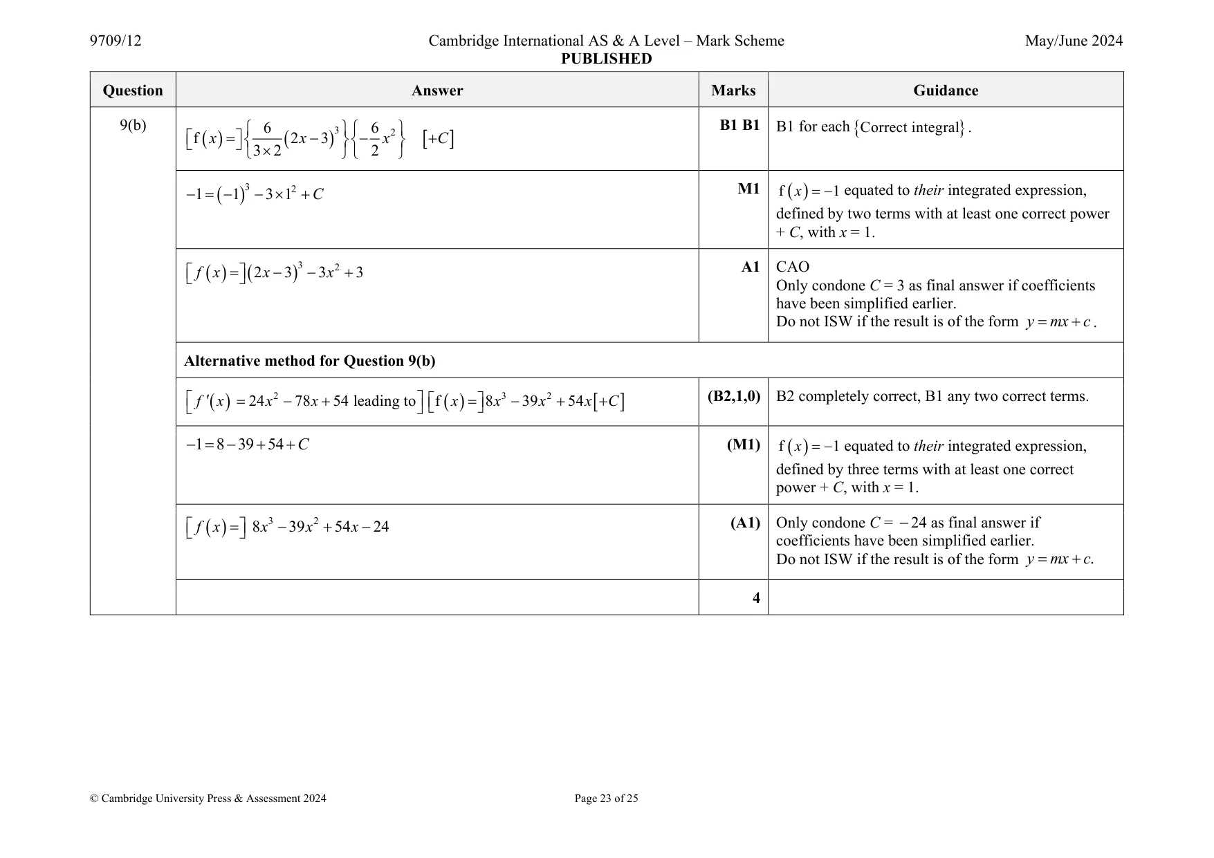 Mark scheme, page 23 of 25