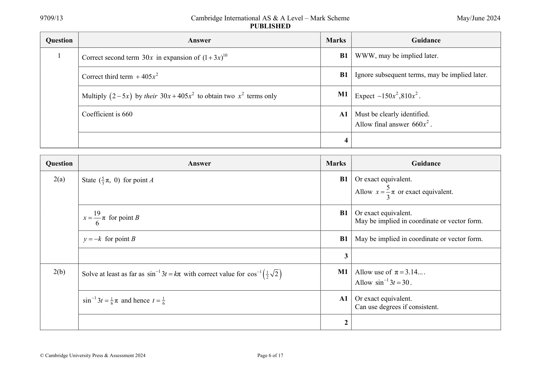 Mark scheme, page 6 of 17