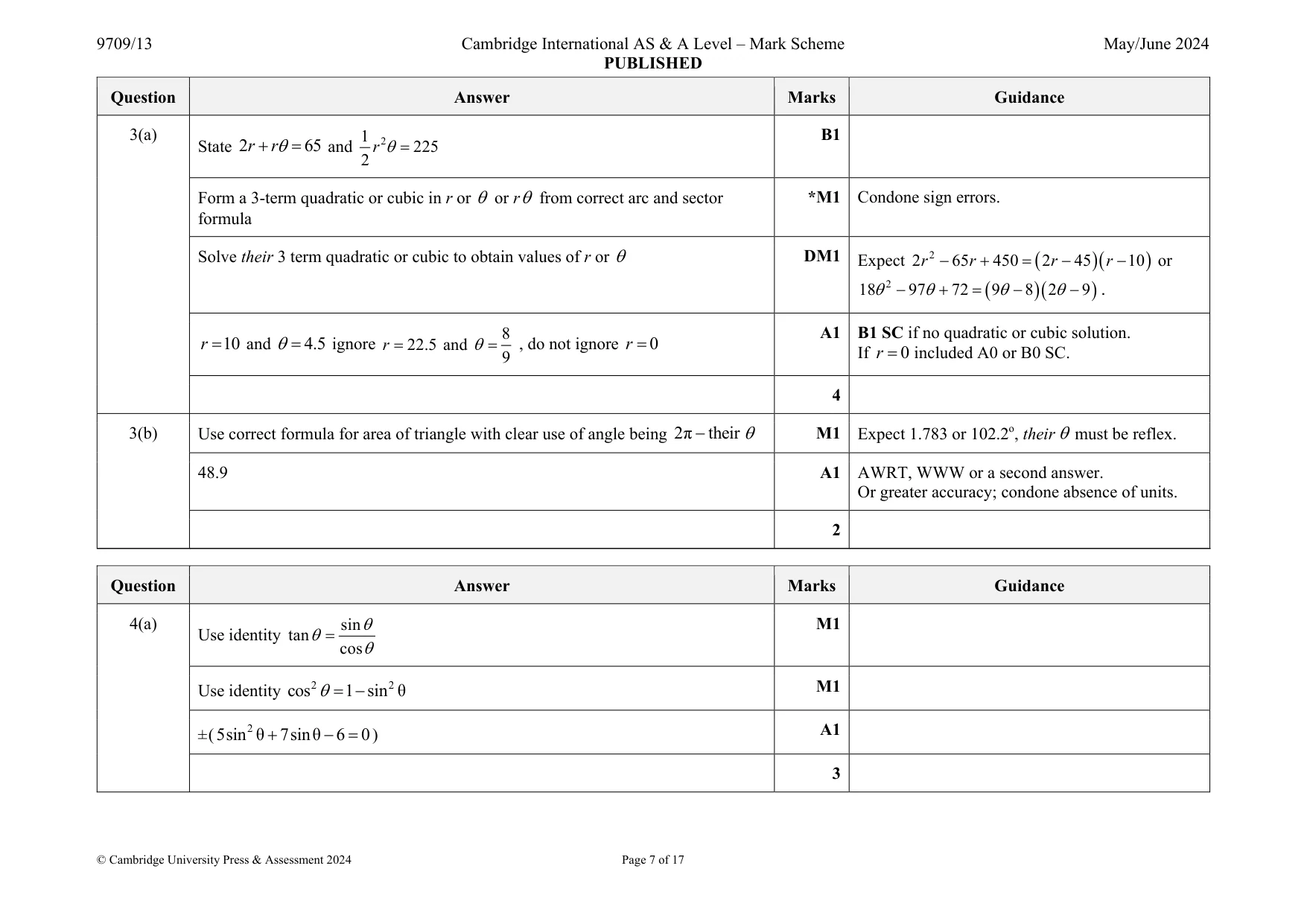 Mark scheme, page 7 of 17