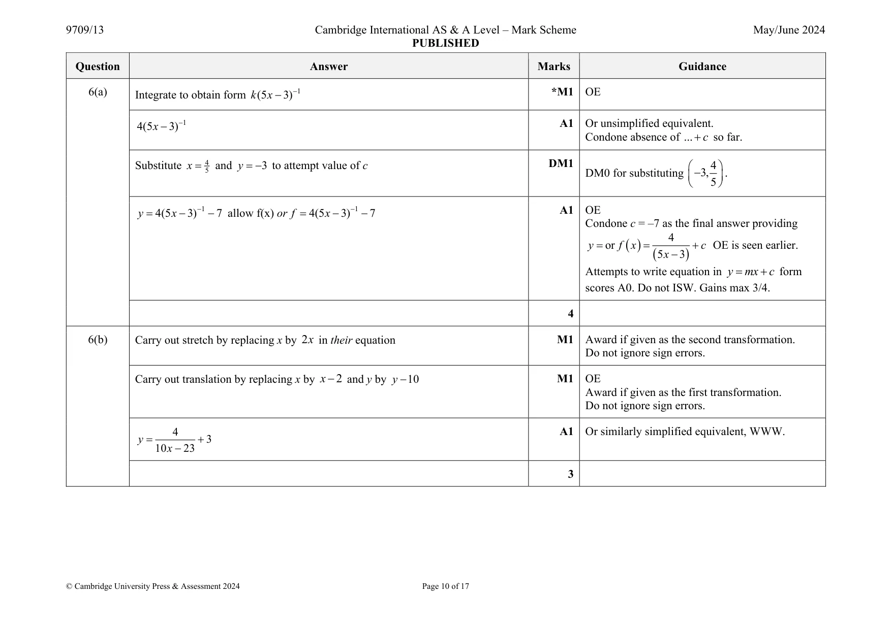 Mark scheme, page 10 of 17