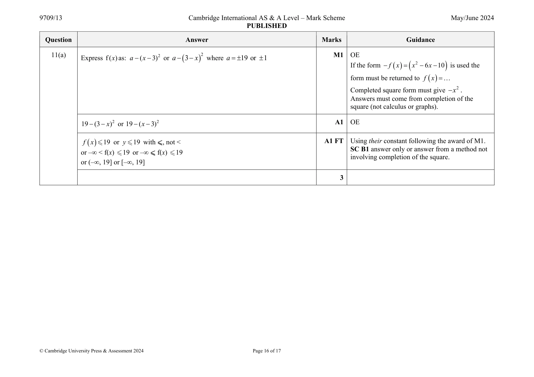 Mark scheme, page 16 of 17