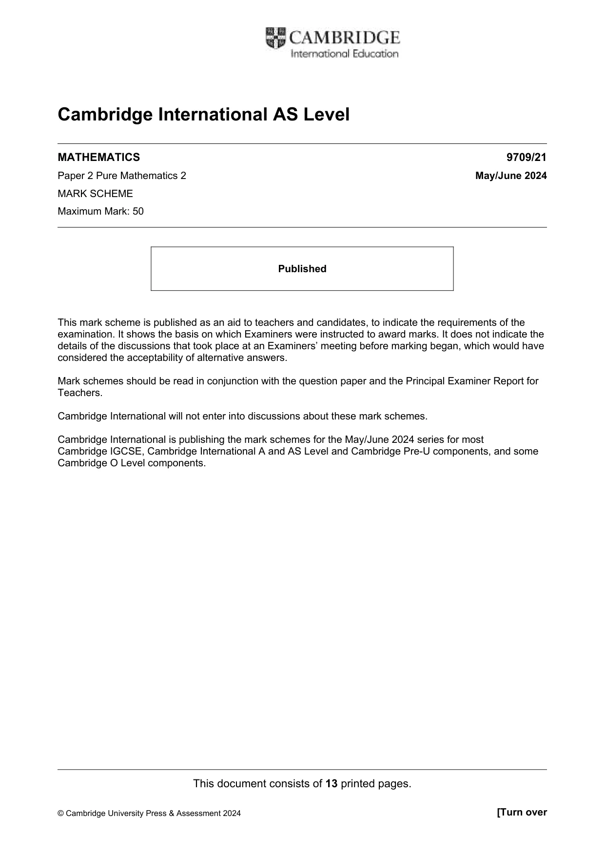 Mark scheme, page 1 of 13