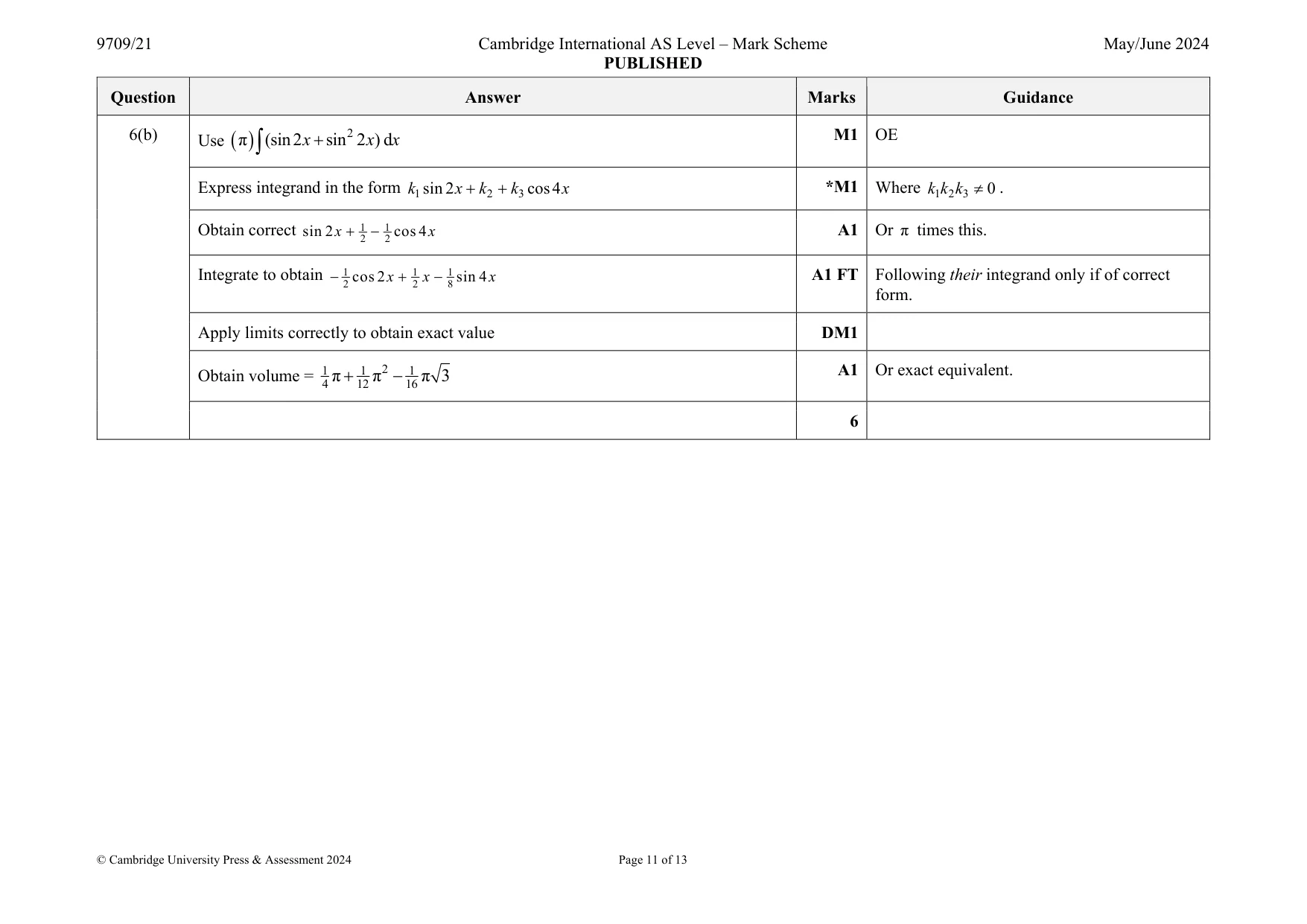 Mark scheme, page 11 of 13