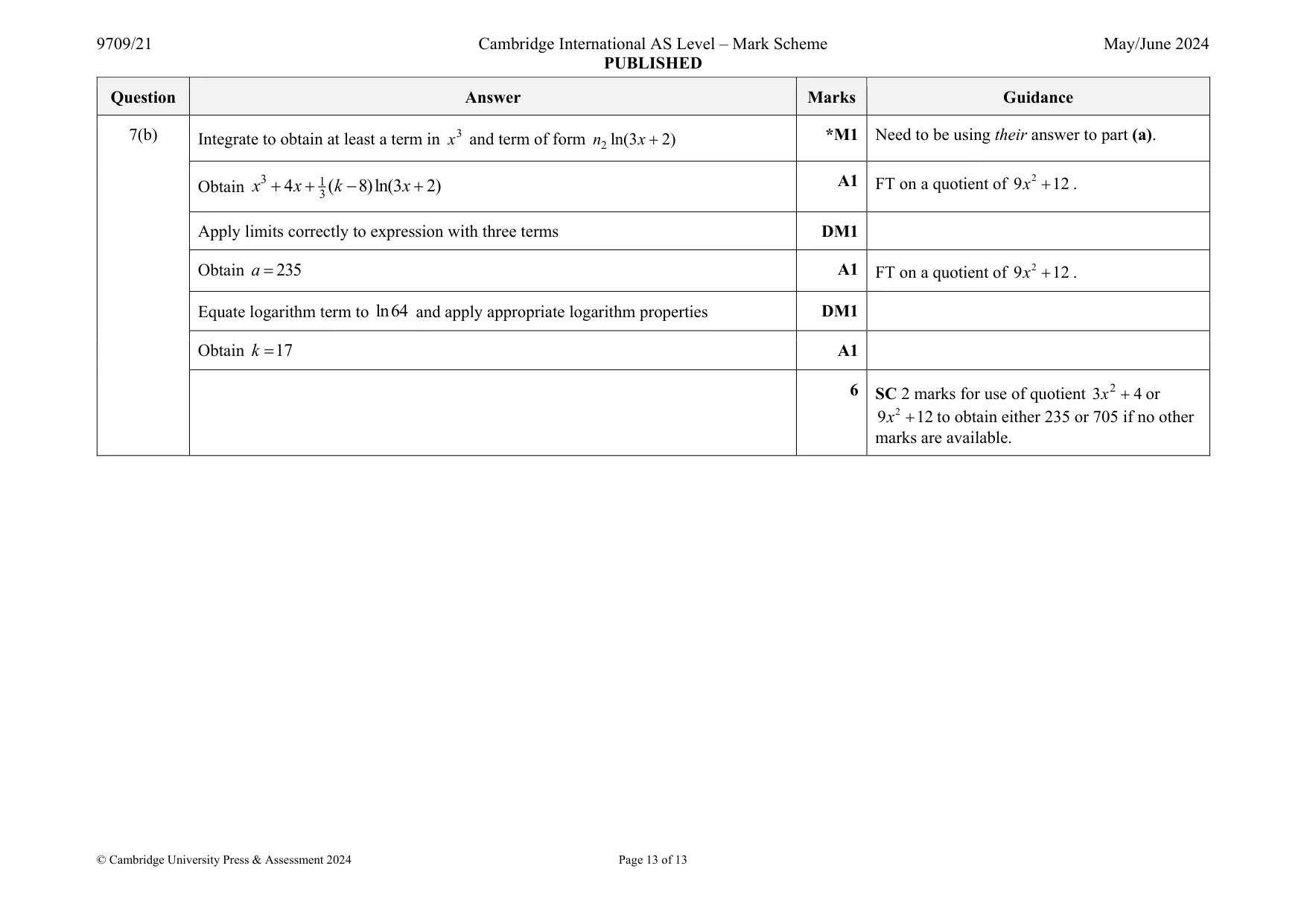 Mark scheme, page 13 of 13