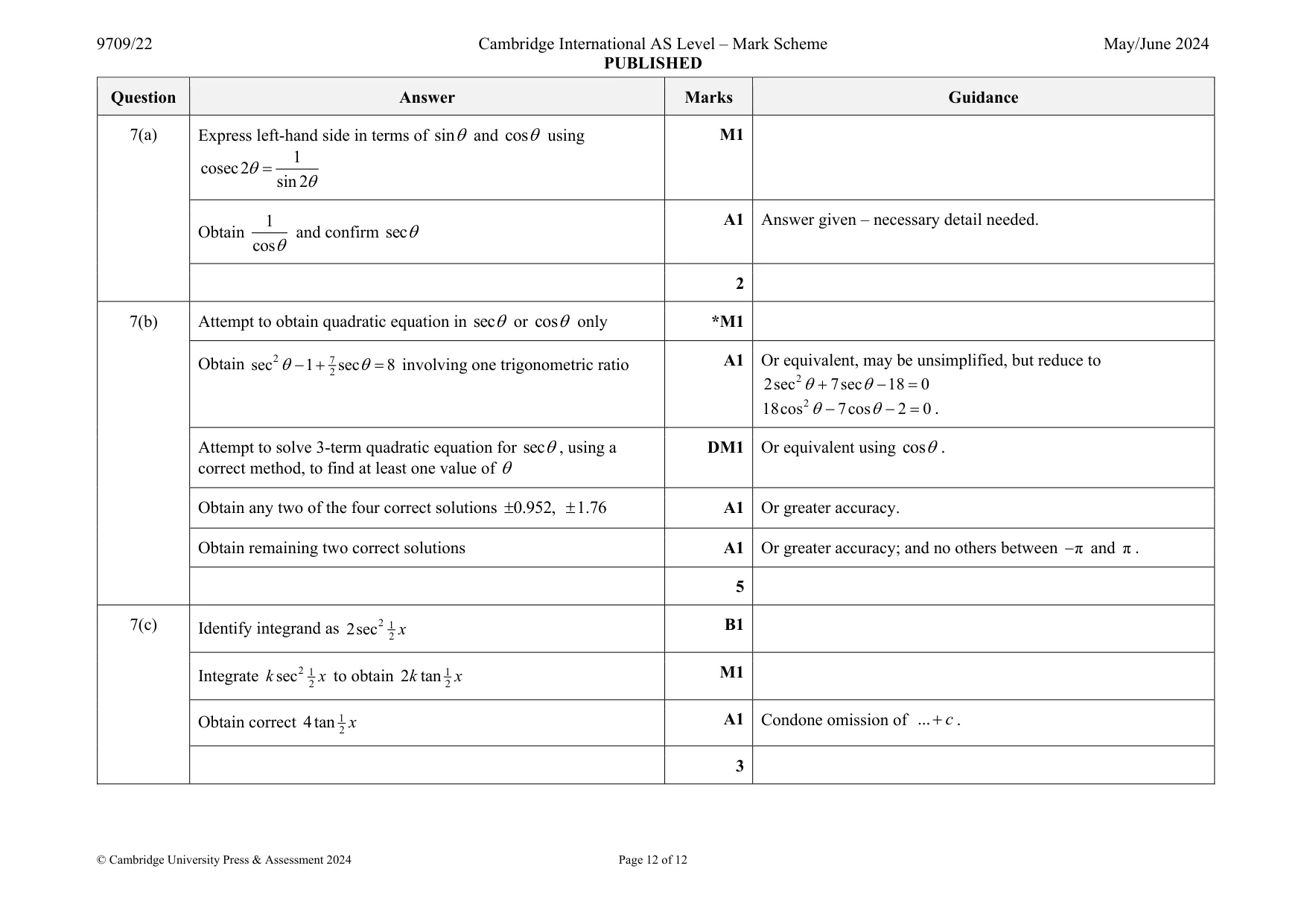 Mark scheme, page 12 of 12