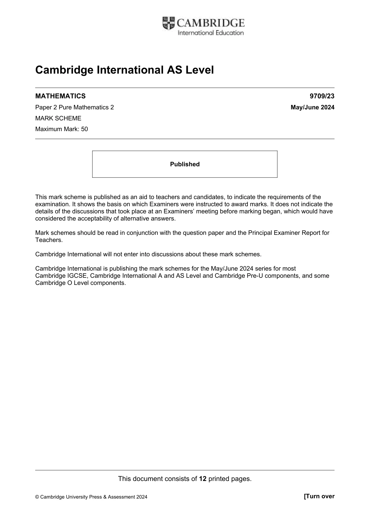 Mark scheme, page 1 of 12