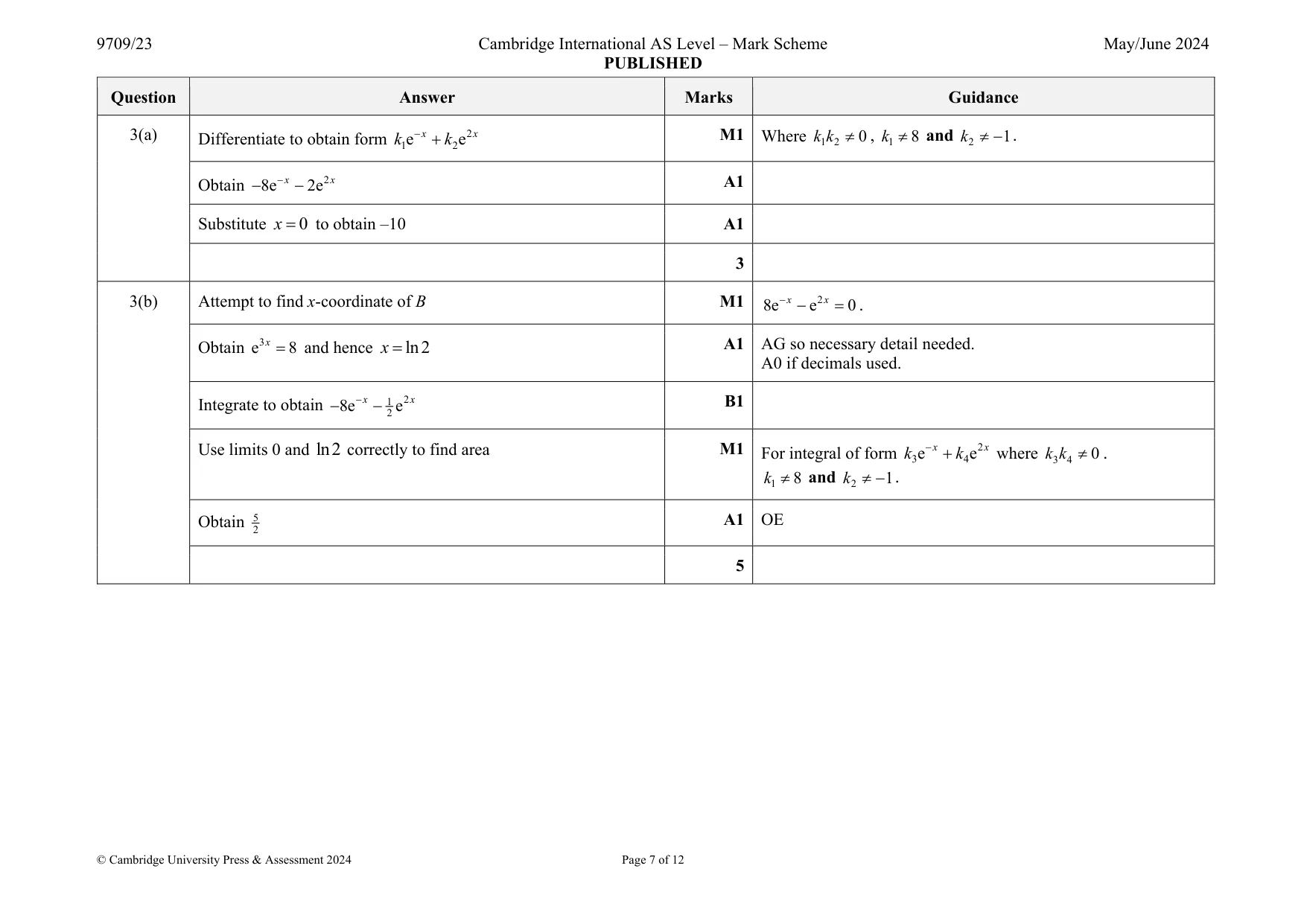 Mark scheme, page 7 of 12