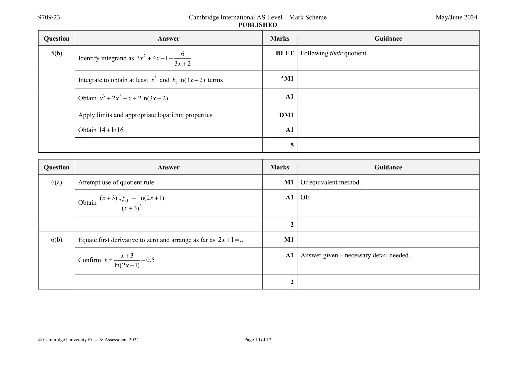 Mark scheme, page 10 of 12