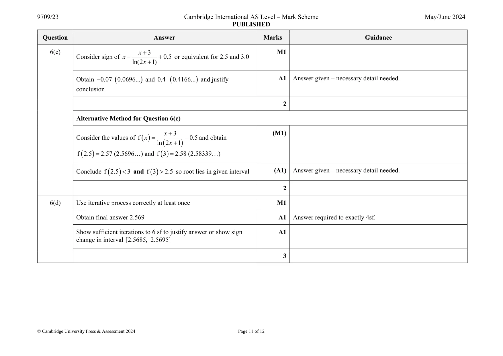 Mark scheme, page 11 of 12