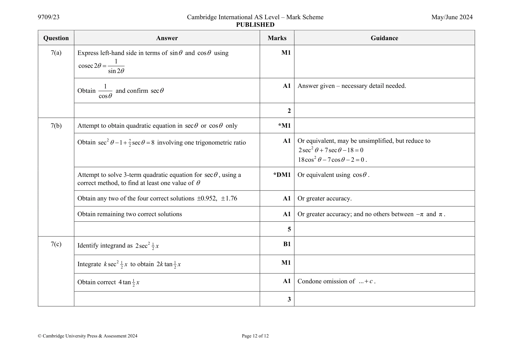 Mark scheme, page 12 of 12