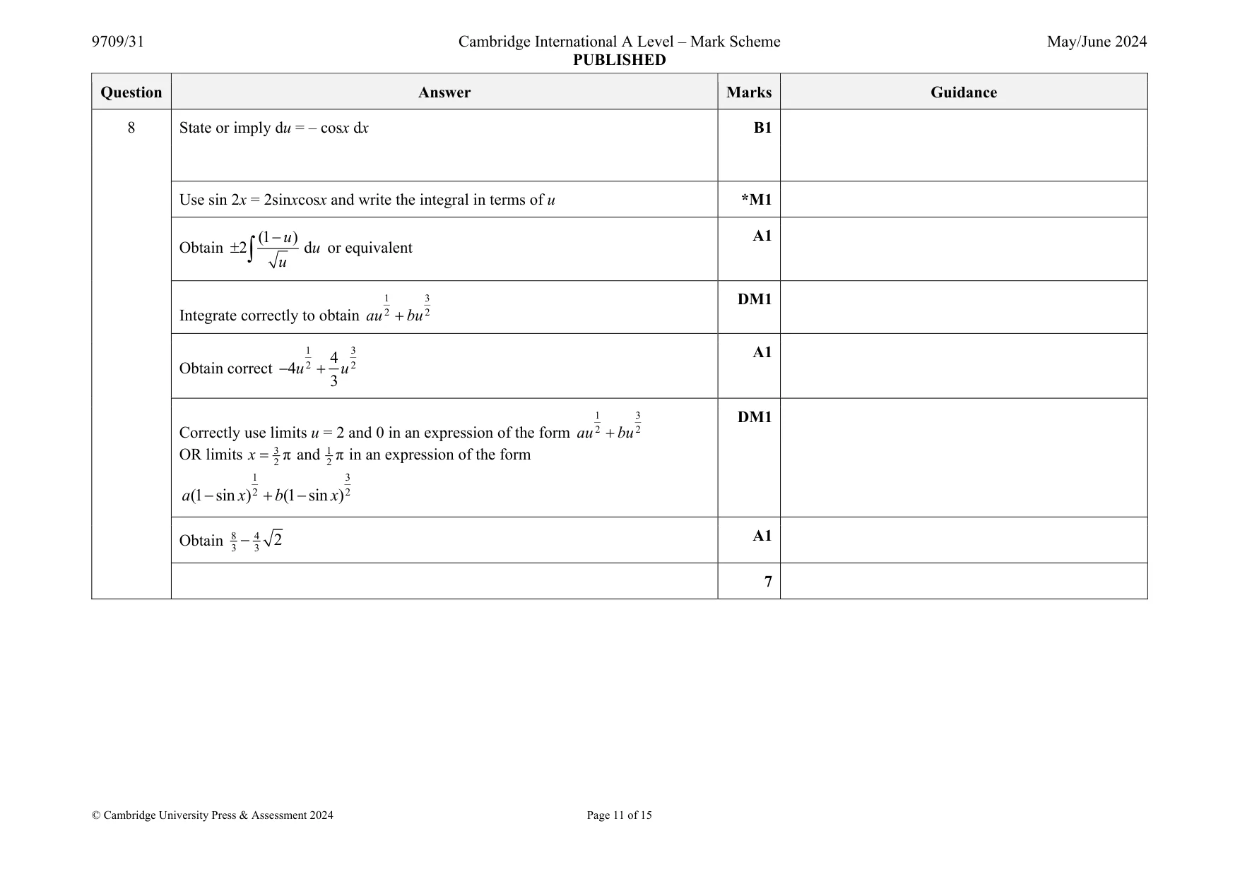 Mark scheme, page 11 of 15