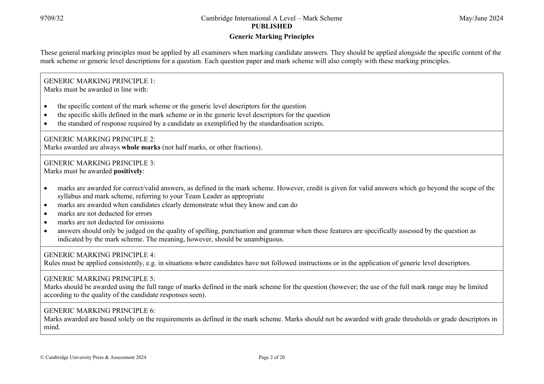 Mark scheme, page 2 of 20