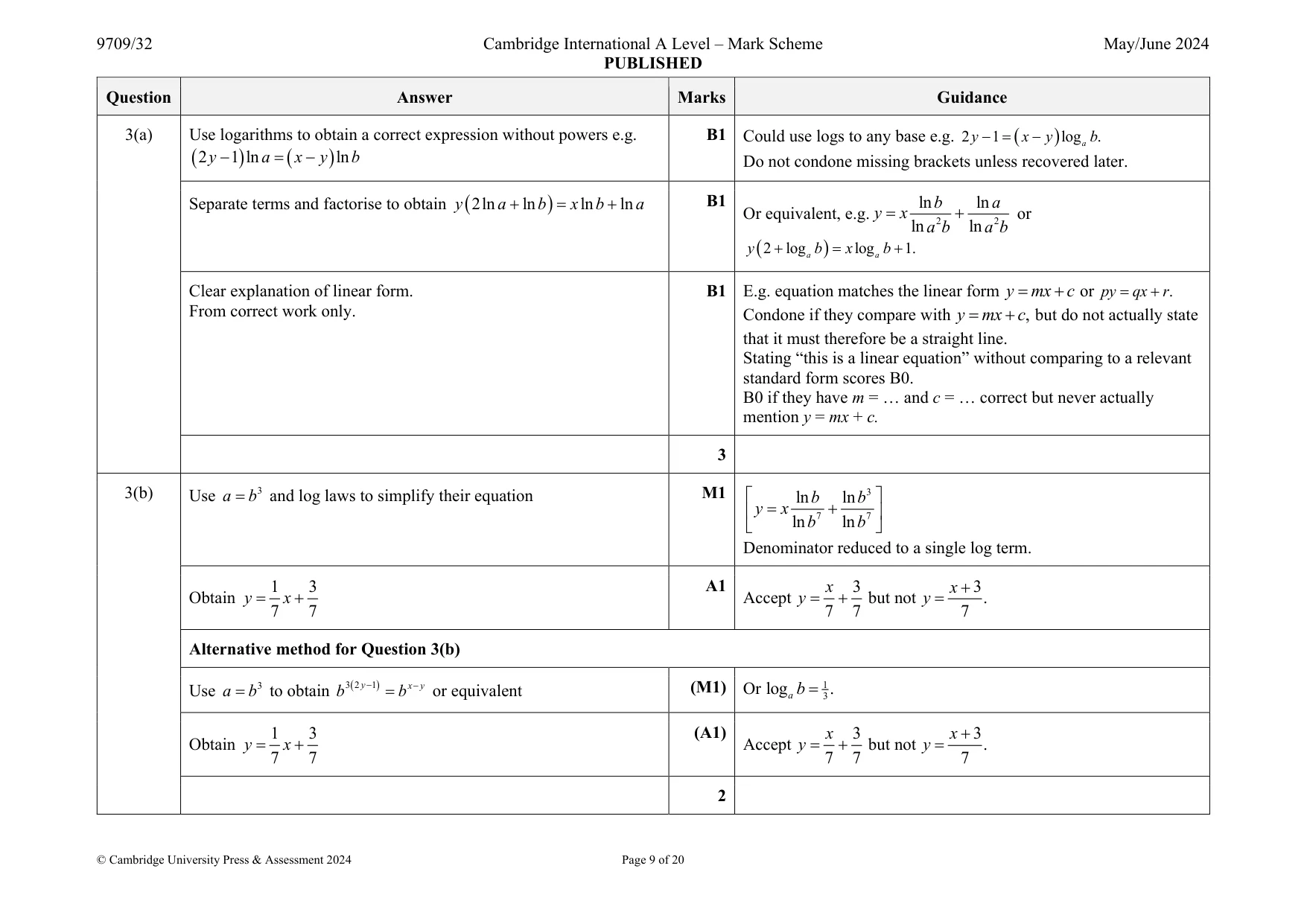 Mark scheme, page 9 of 20
