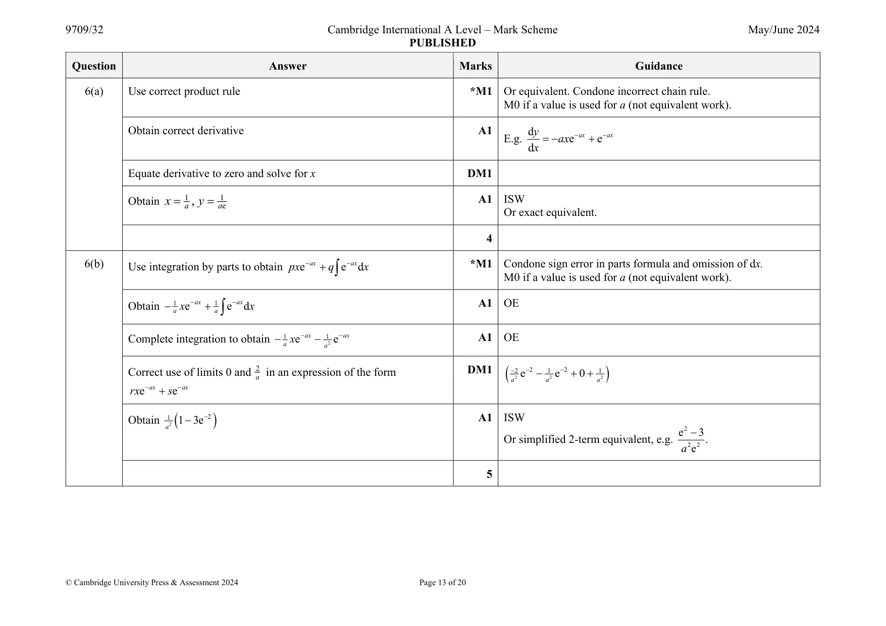 Mark scheme, page 13 of 20