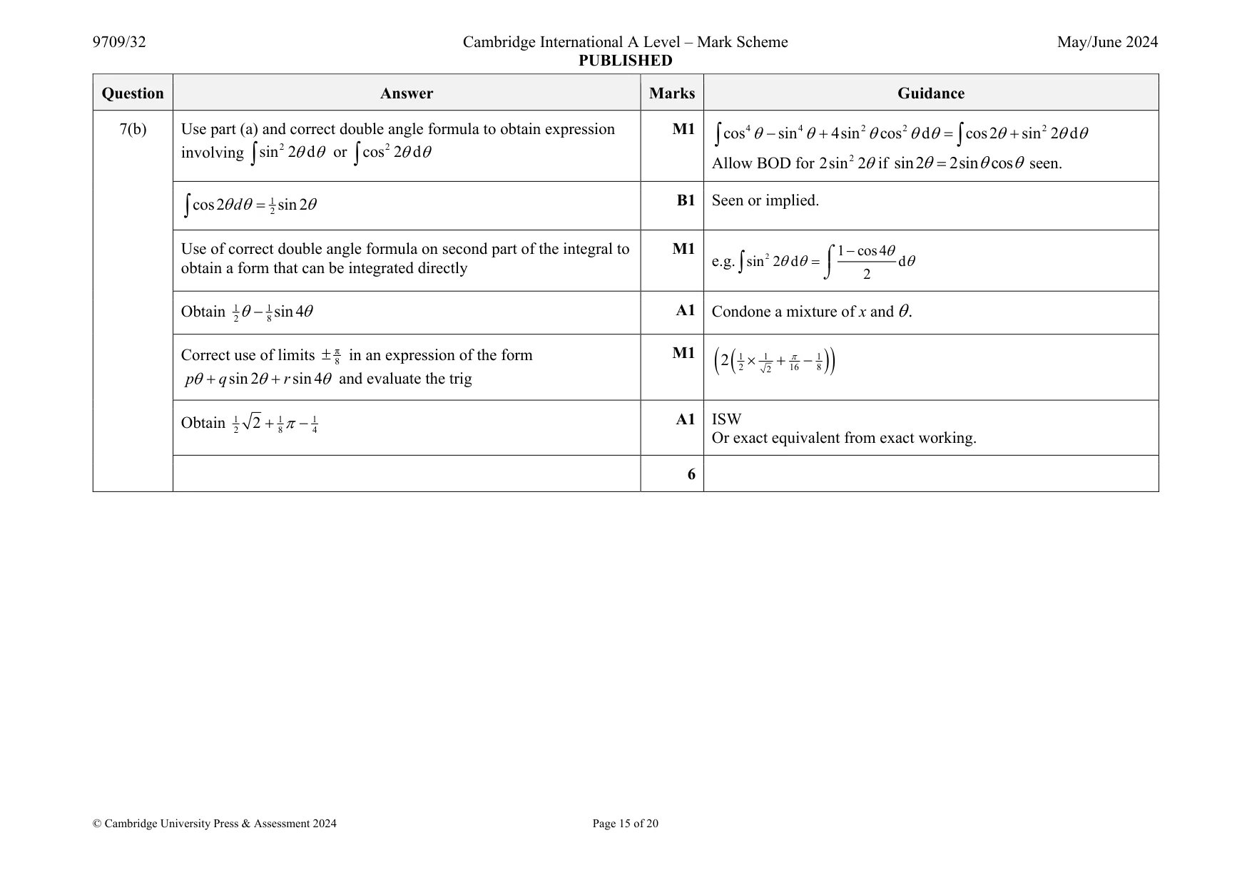 Mark scheme, page 15 of 20