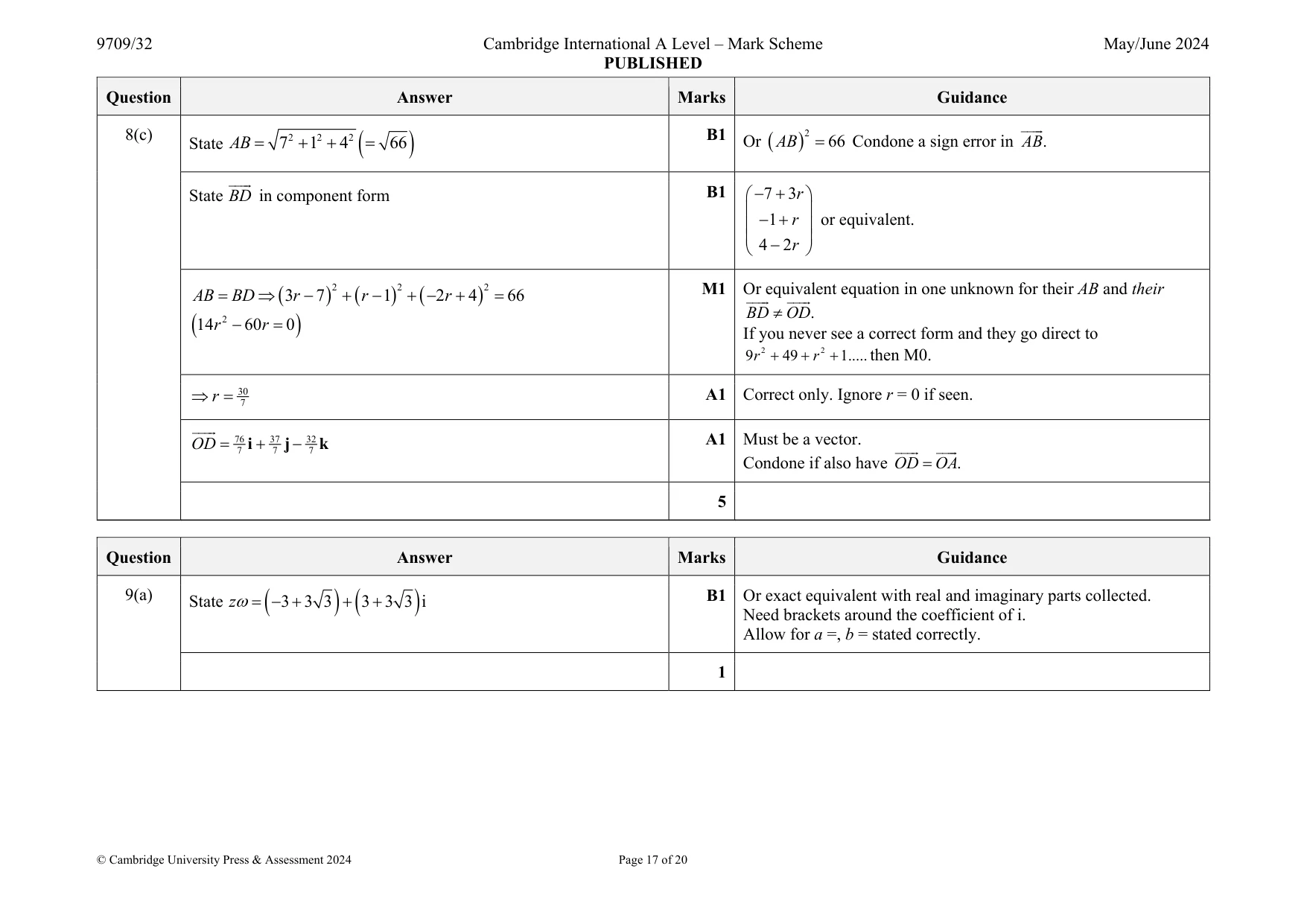 Mark scheme, page 17 of 20
