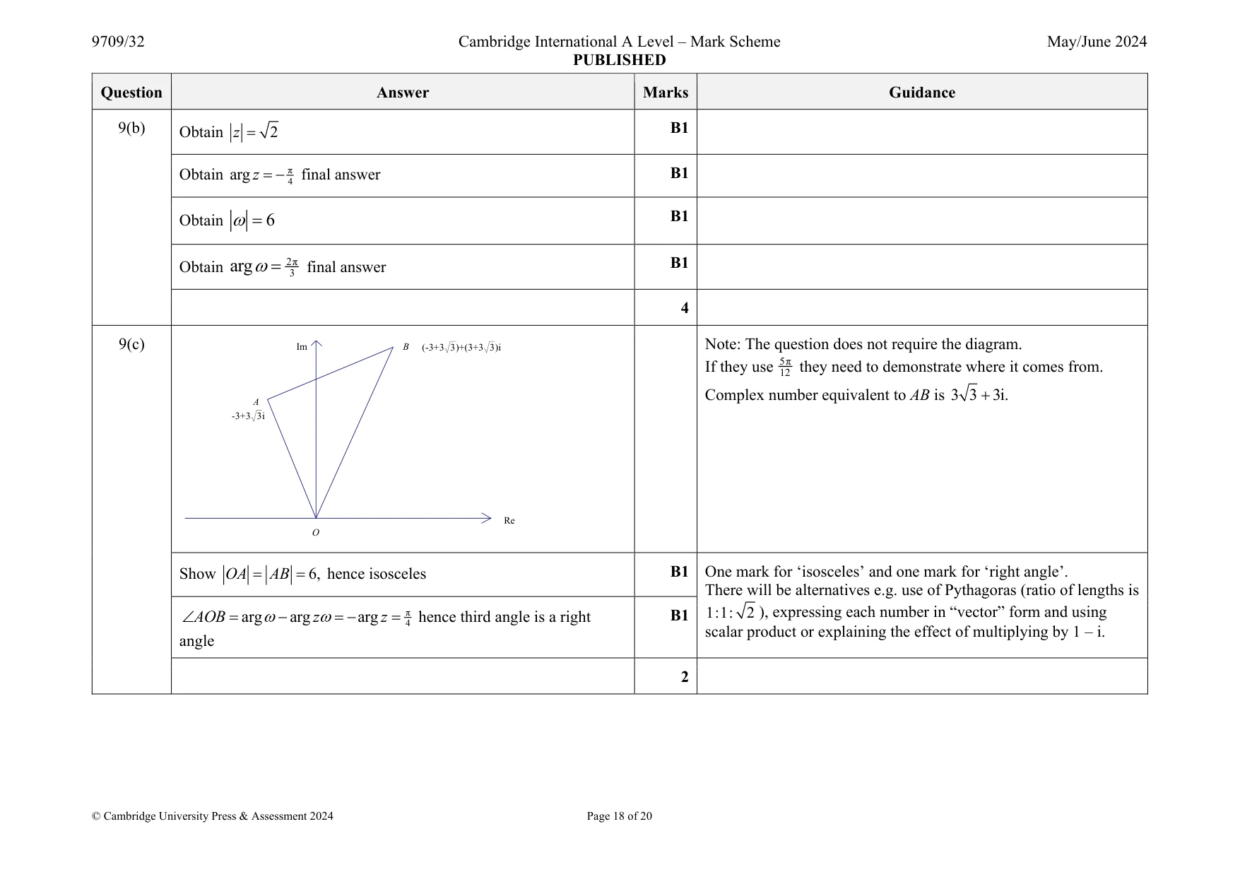 Mark scheme, page 18 of 20