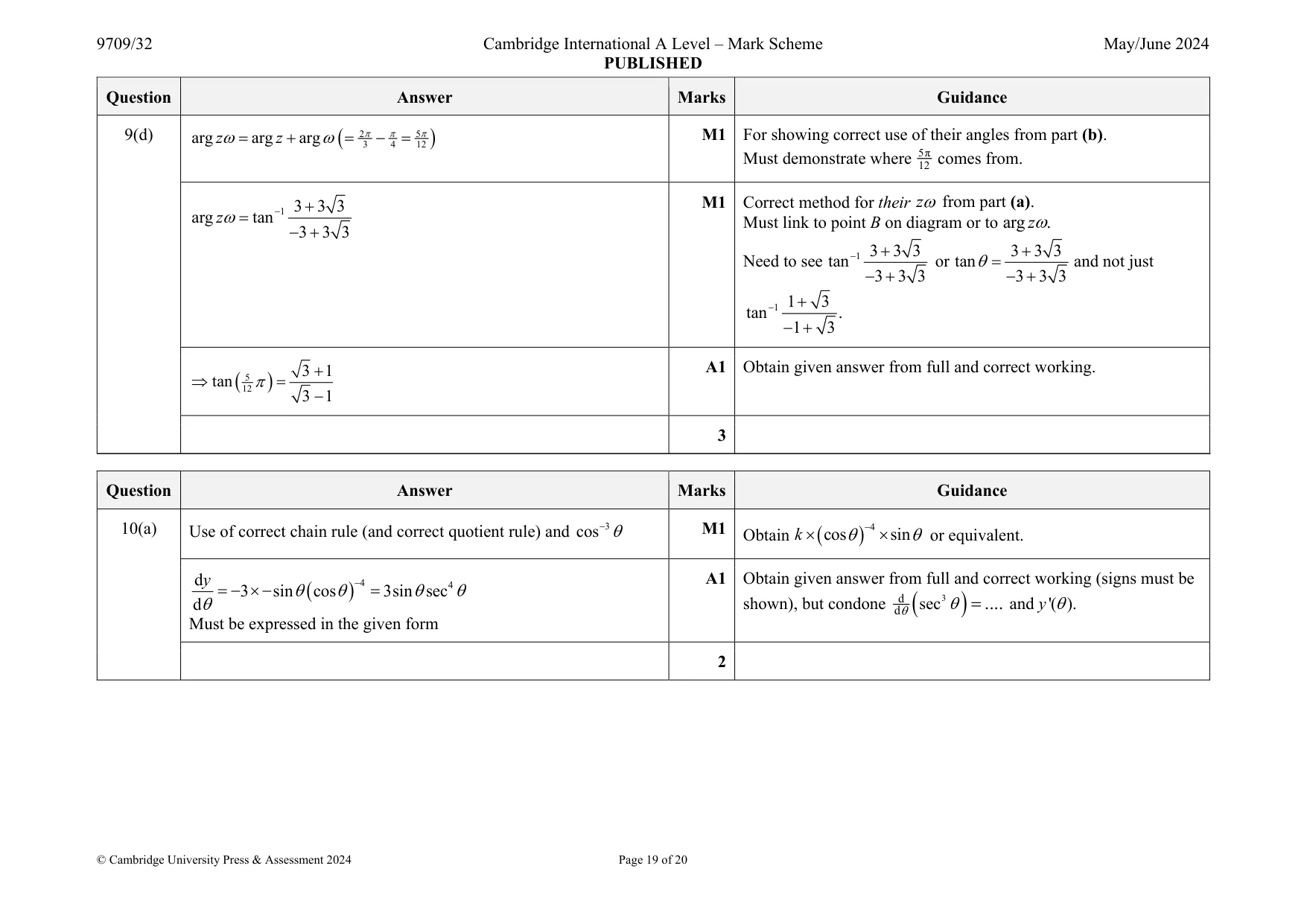 Mark scheme, page 19 of 20