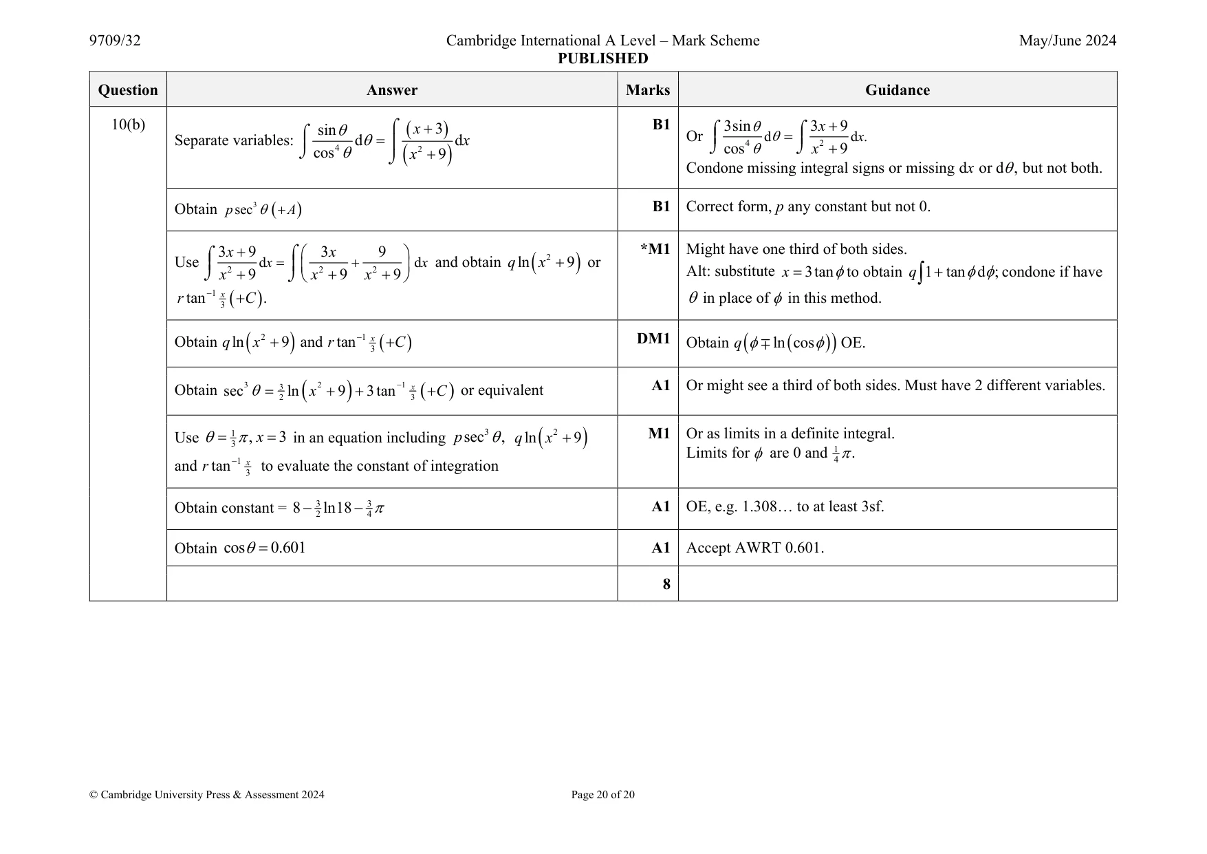 Mark scheme, page 20 of 20