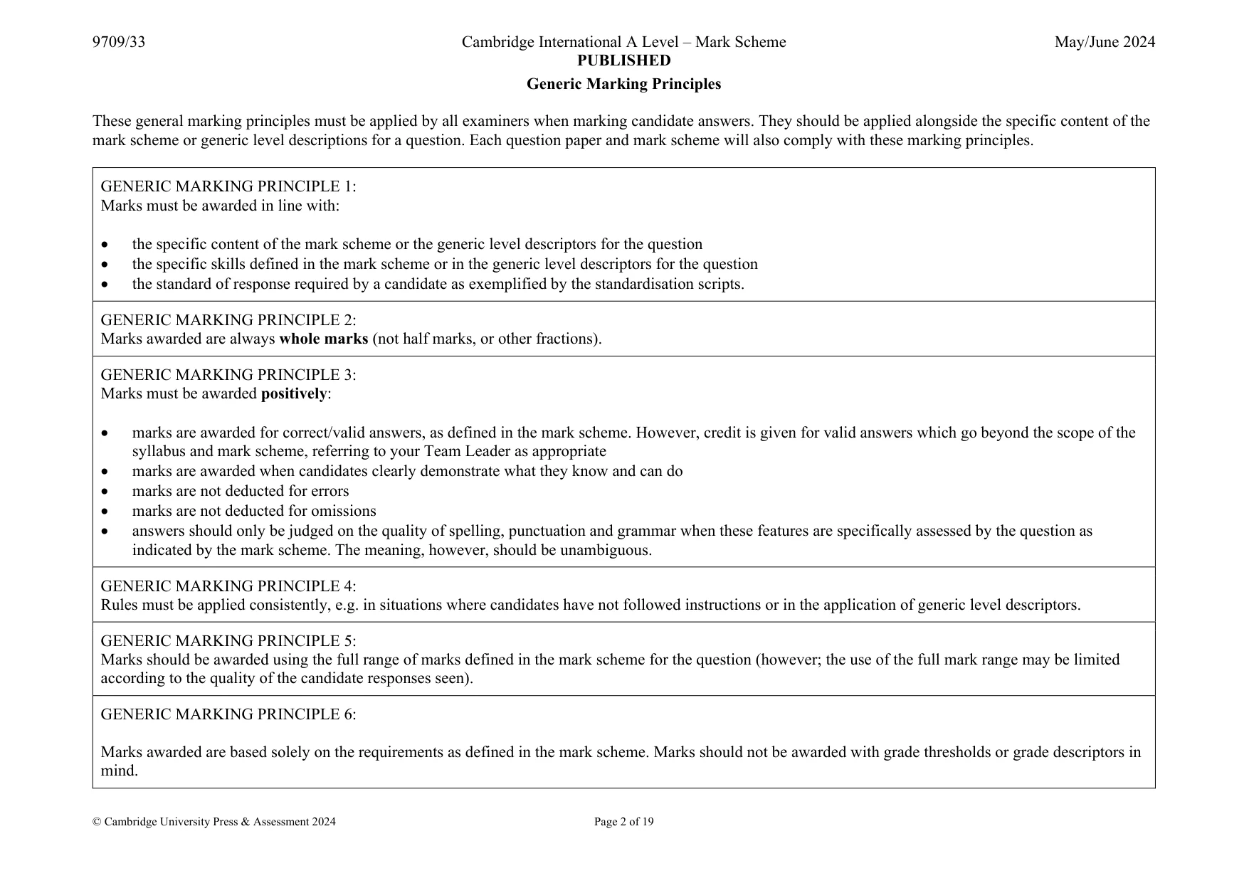 Mark scheme, page 2 of 19