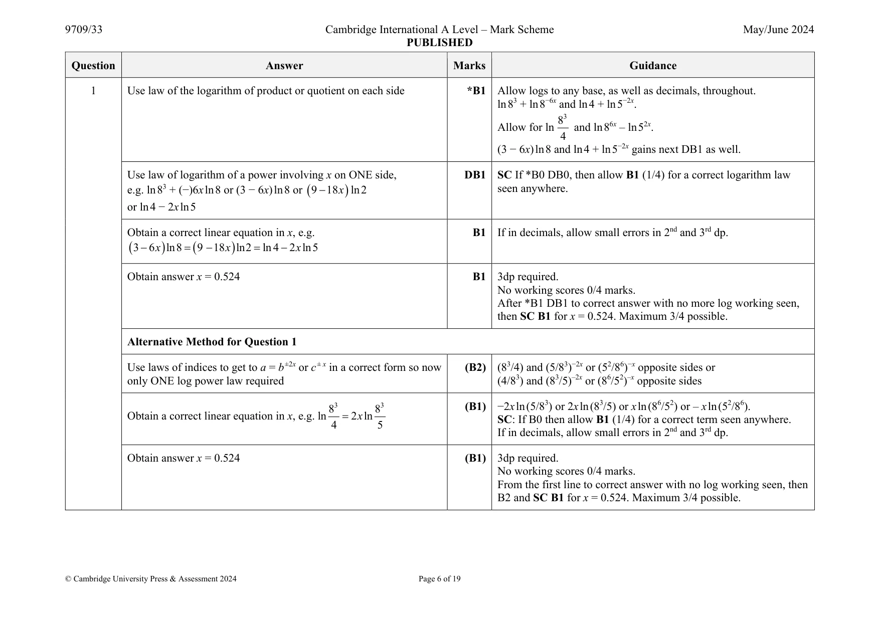 Mark scheme, page 6 of 19
