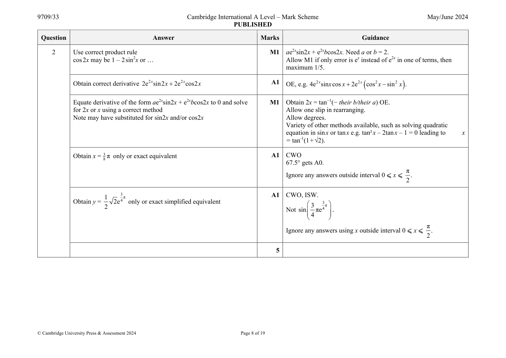 Mark scheme, page 8 of 19