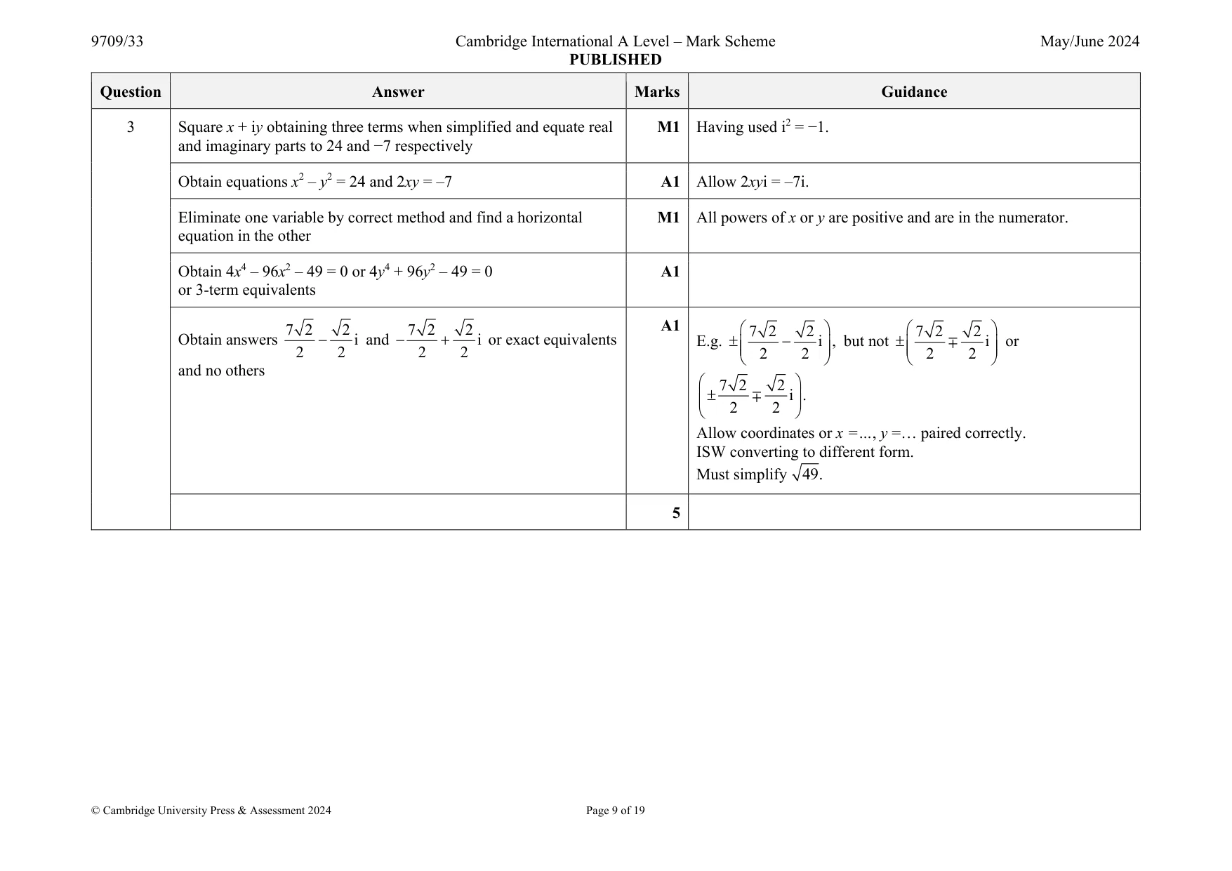 Mark scheme, page 9 of 19