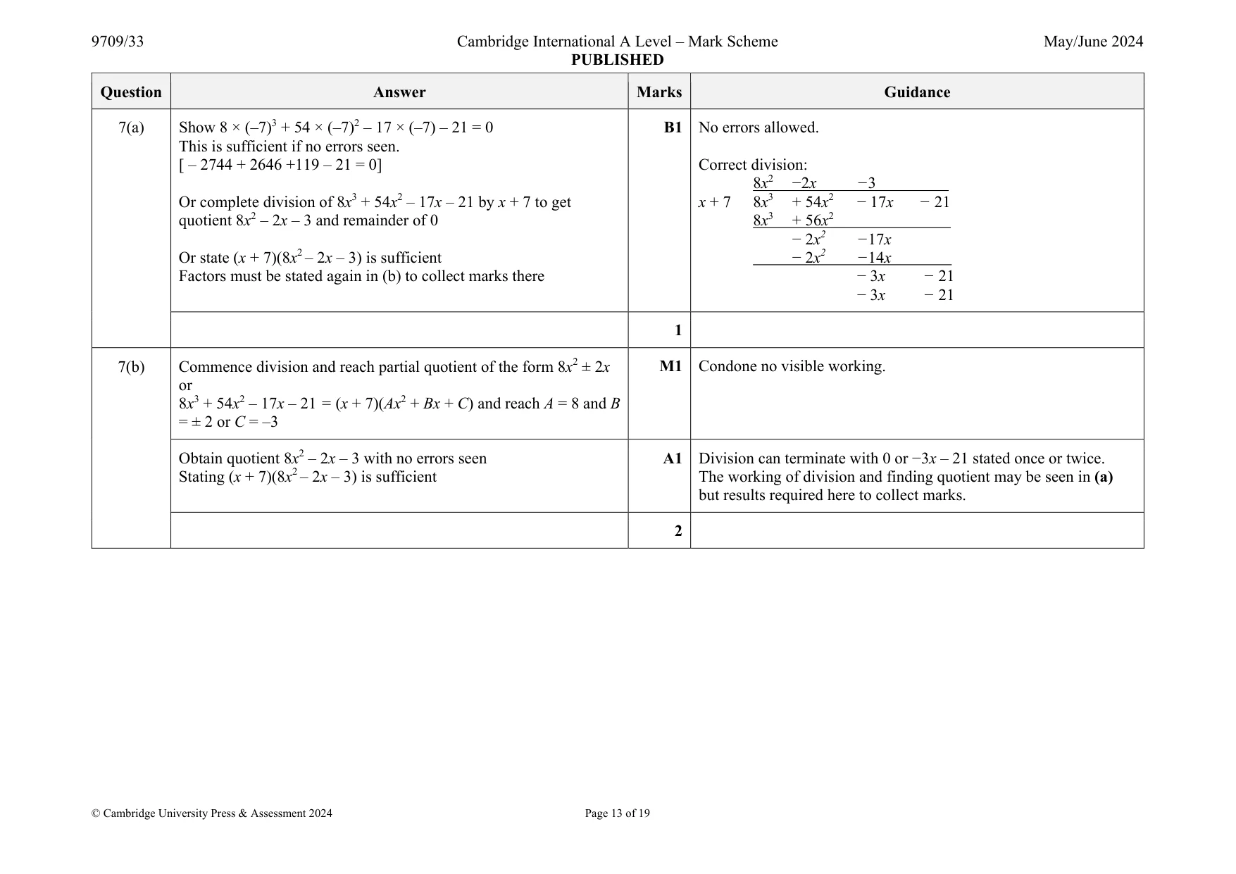 Mark scheme, page 13 of 19